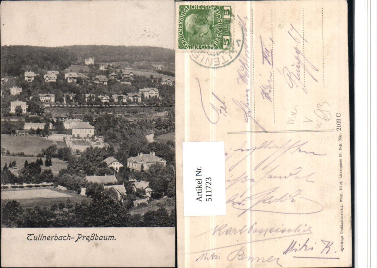 511723,Tullnerbach Pressbaum Teilansicht pub Sperling 2109C