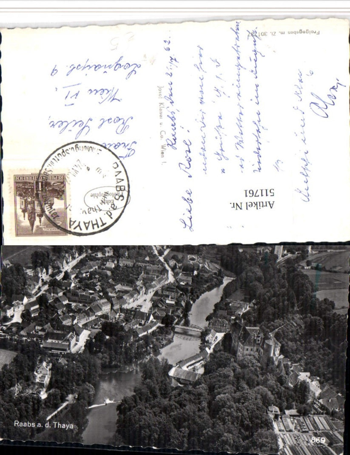 511761,Raabs an d. Thaya Totale Fliegeraufnahme