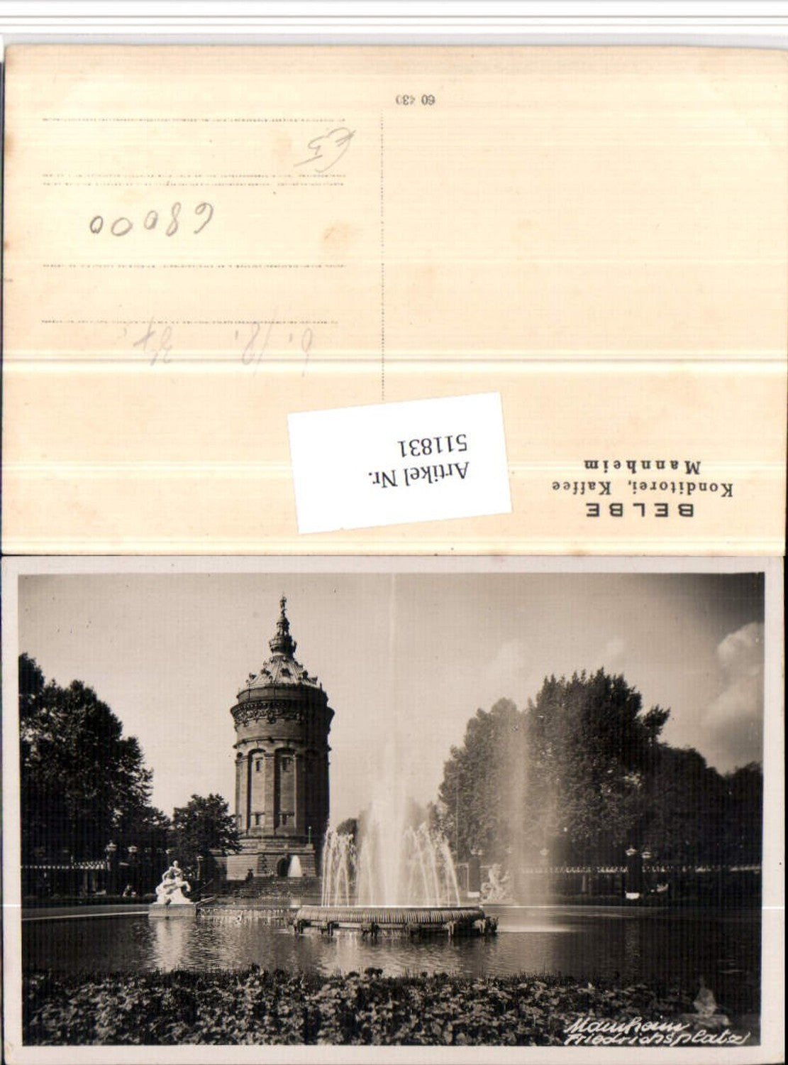 511831,Mannheim Friedrichsplatz Brunnen Turm