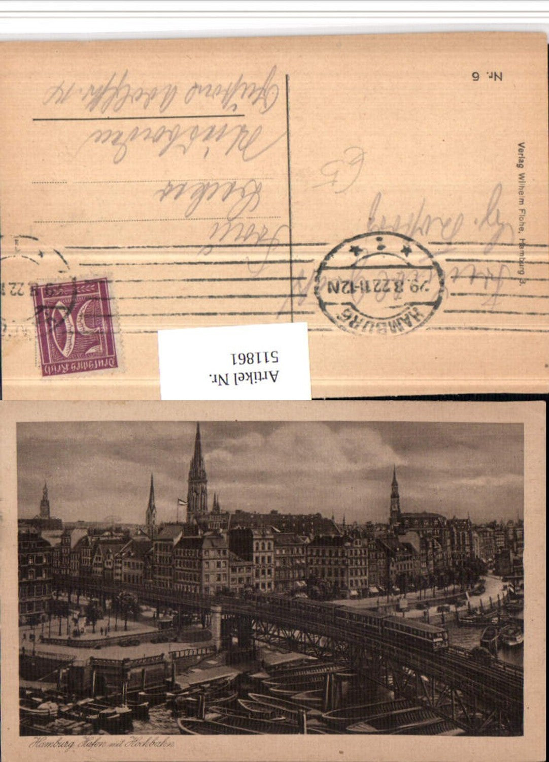 511861,Hamburg Teilansicht Hafen m. Hochbahn Brücke