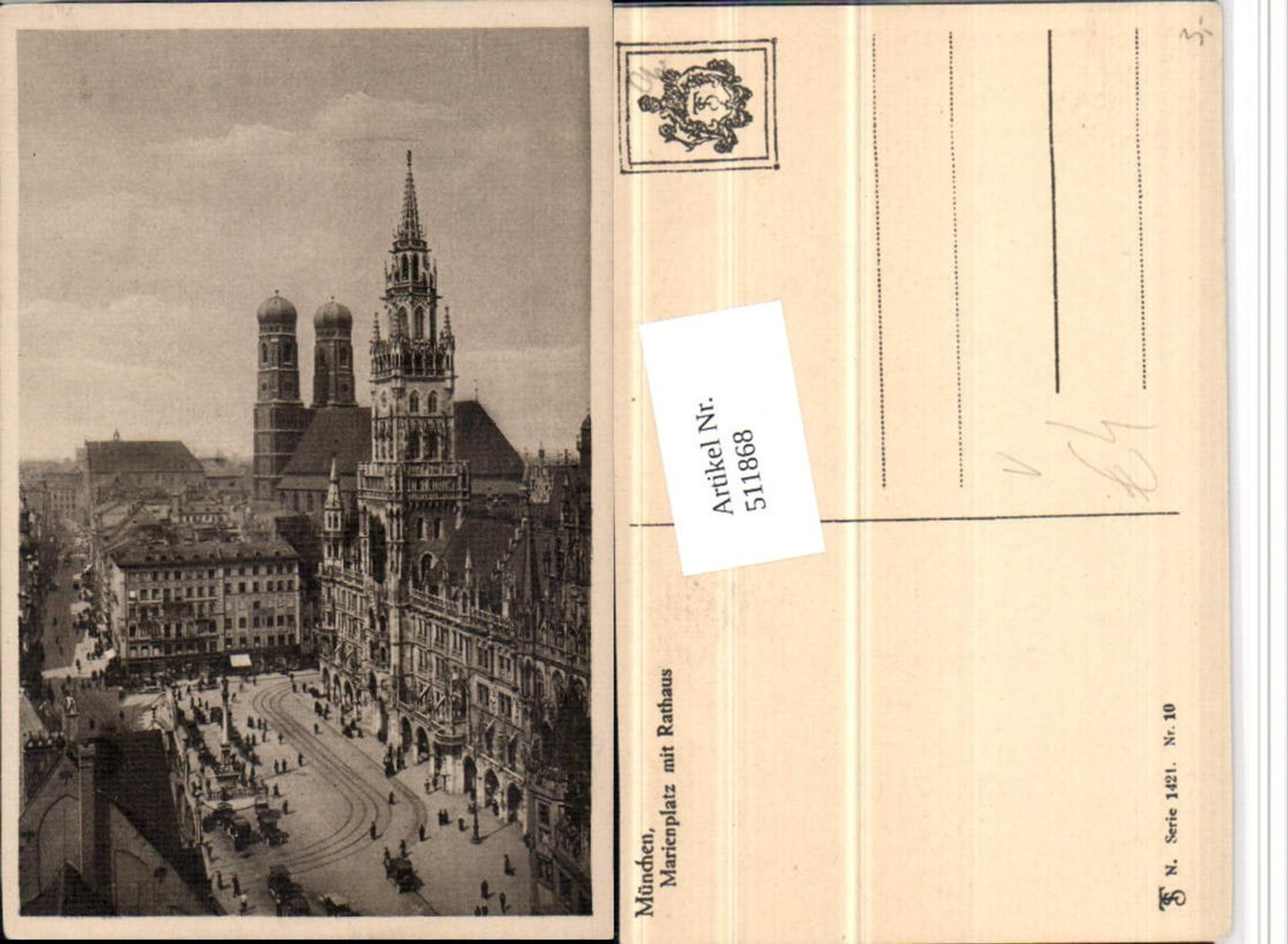 511868,München Marienplatz m. Rathaus Frauenkirche pub Theo Stroefer 1421/10