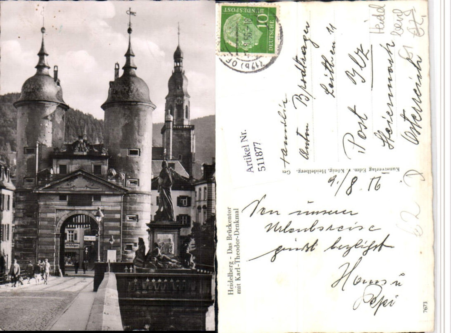511877,Heidelberg Brückentor Tor m. Karl-Theodor-Denkmal