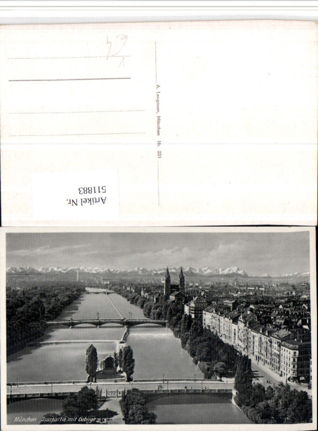 511883,München Teilansicht Isarpartie Brücken pub A. Lengauer 221