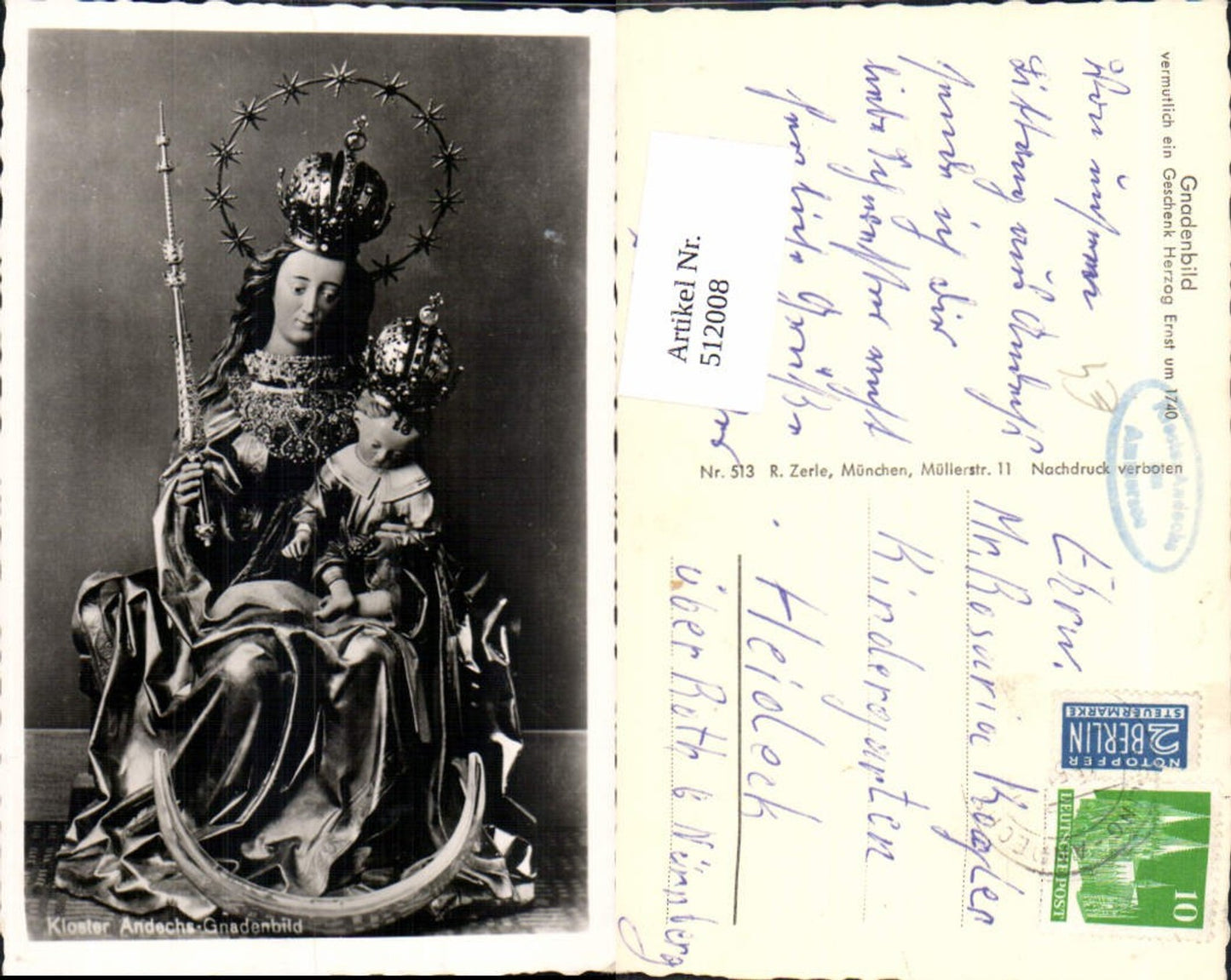 512008, Photo Ak Sculpture Figure Grace Image Duke Ernst around 1740 Andechs Monastery