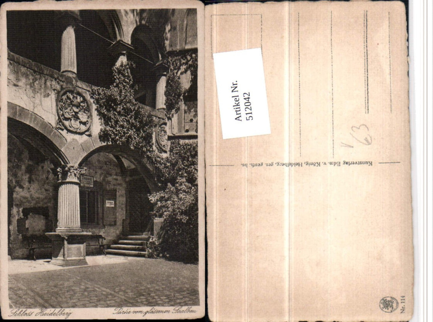 512042,Heidelberg Schloss Partie vom gläsernen Saalbau pub Edmund v. König 114