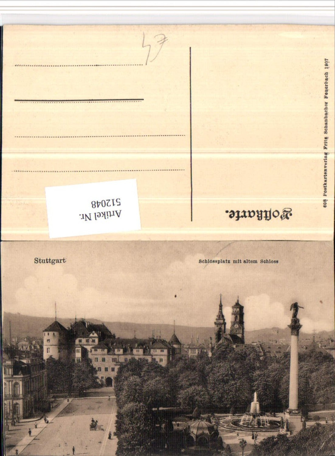 512048,Stuttgart Schlossplatz m. Altem Schloss Säule