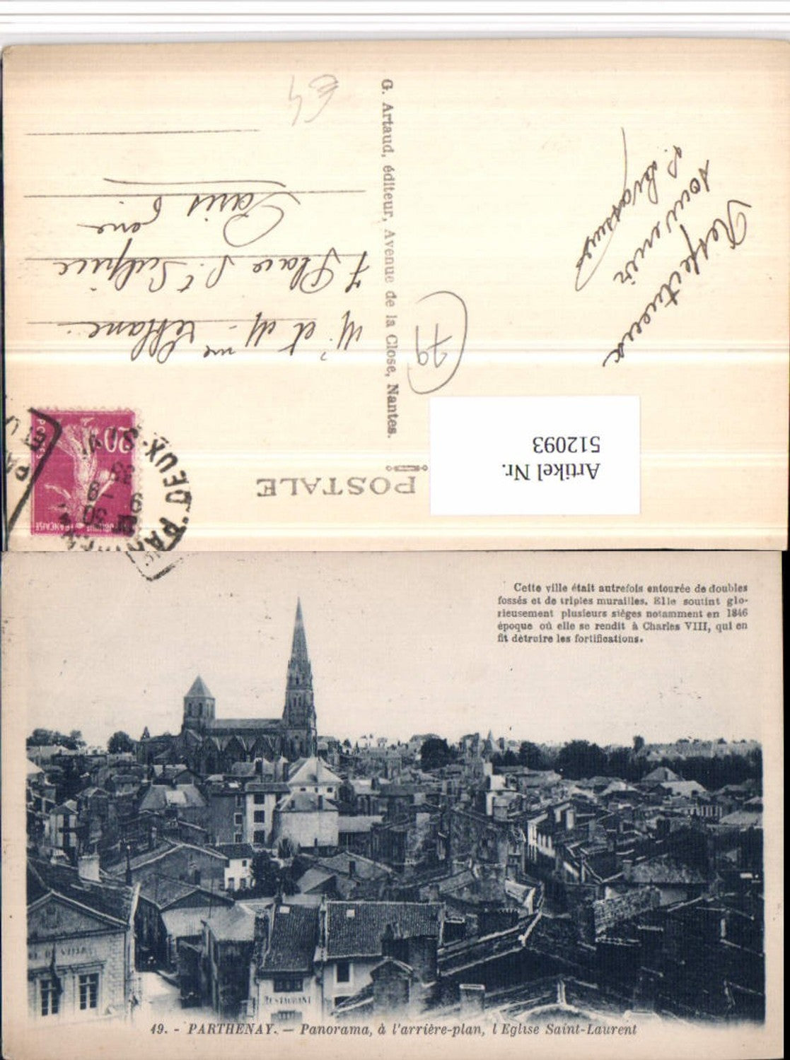 512093,Poitou-Charentes Deux-Sevres Parthenay Panorama Totale
