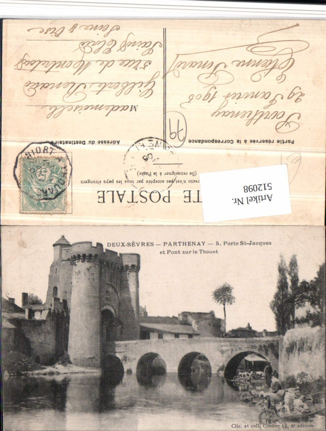 512098,Poitou-Charentes Deux-Sevres Parthenay Porte St-Jacques et Pont Thouet