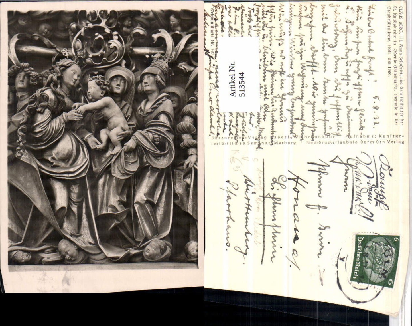 513544,Künstler C. Berg Hl. Anna Figur Stempel Kampf d. Verderb pub Weltkunstk. 487