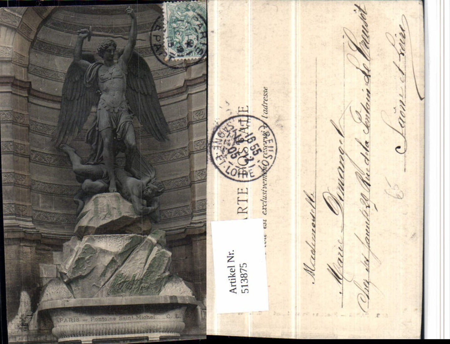 513875,Paris Fontaine Saint-Michel Brunnen Statue