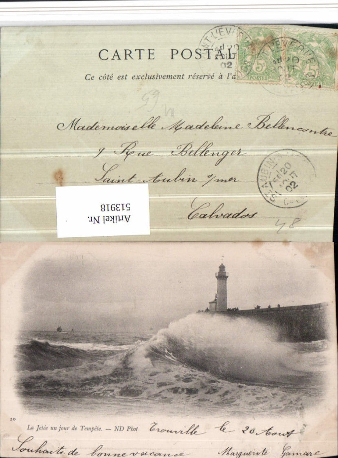 513918,La Jetee un jour de Tempete Leuchtturm Sturm