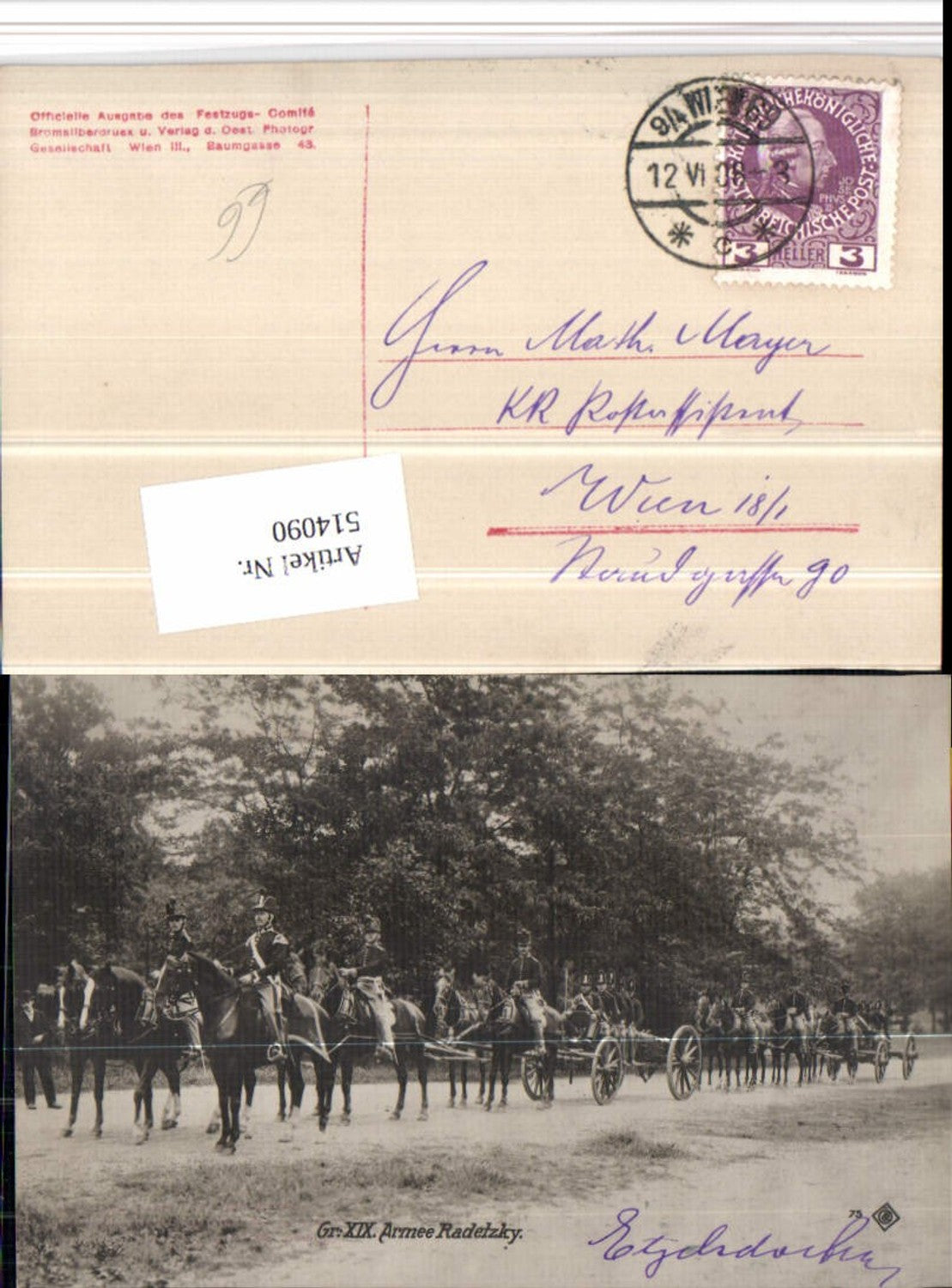 514090,Wien 1908 Armee Radetzky Pferde Adel Monarchie