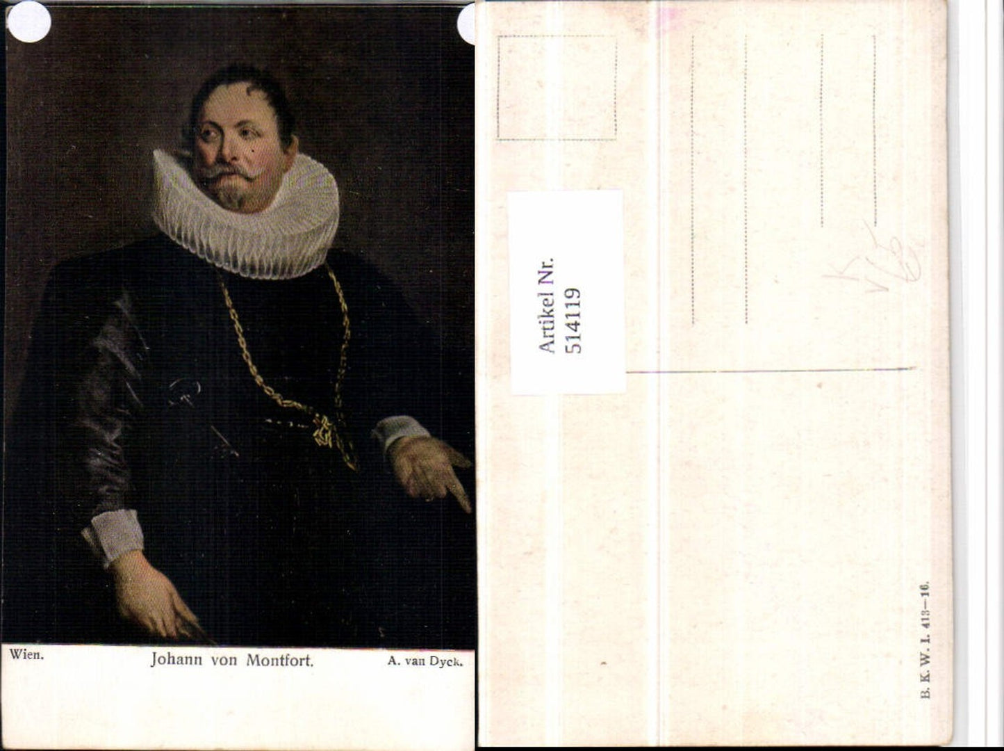 514119,Künstler AK A. Van Dyck Johann von Montfort Adel pub B.K.W.I. 413/16