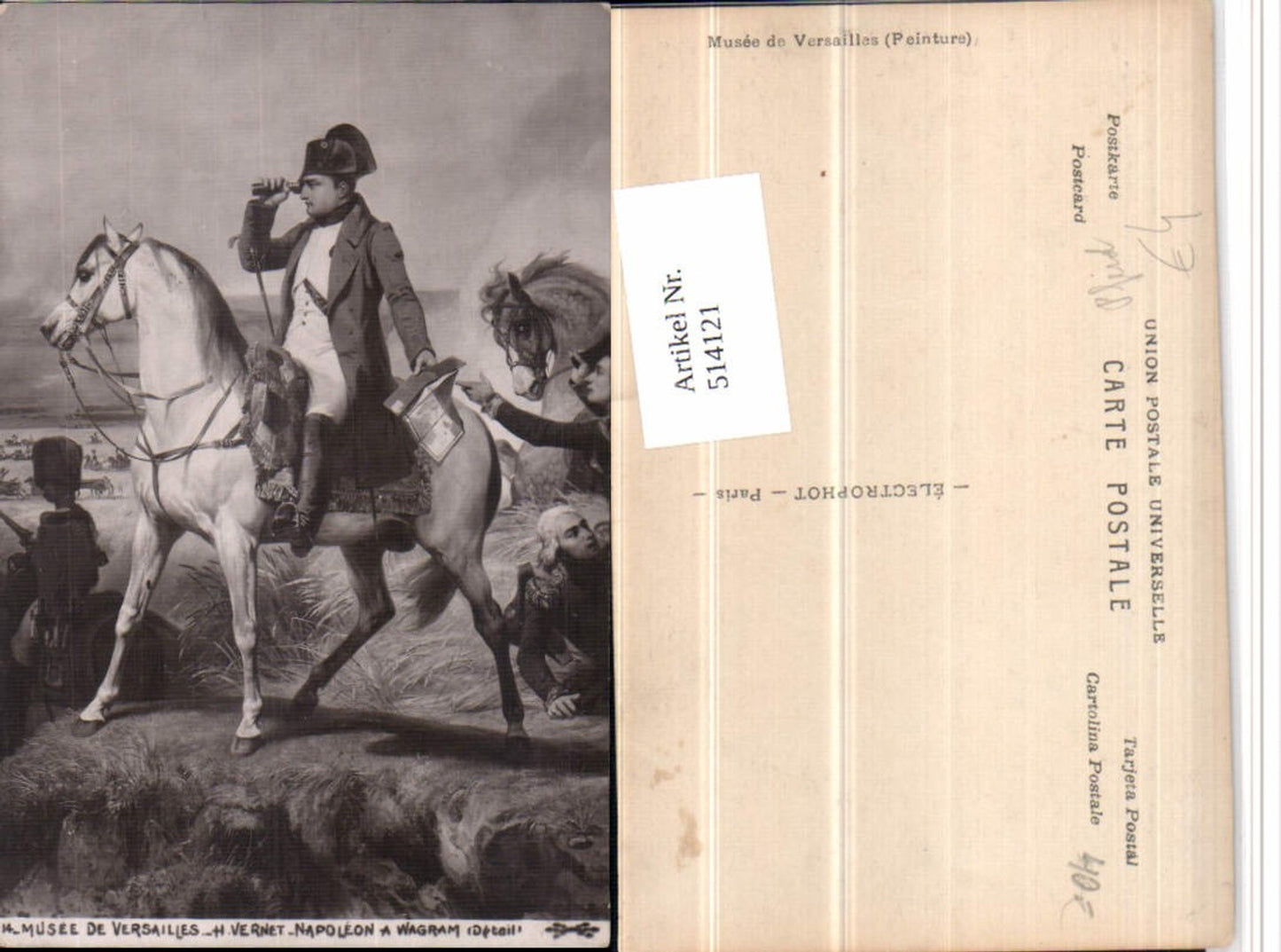 514121,Künstler AK H. Vernet Napoleon a Wagram Fernglas Pferd