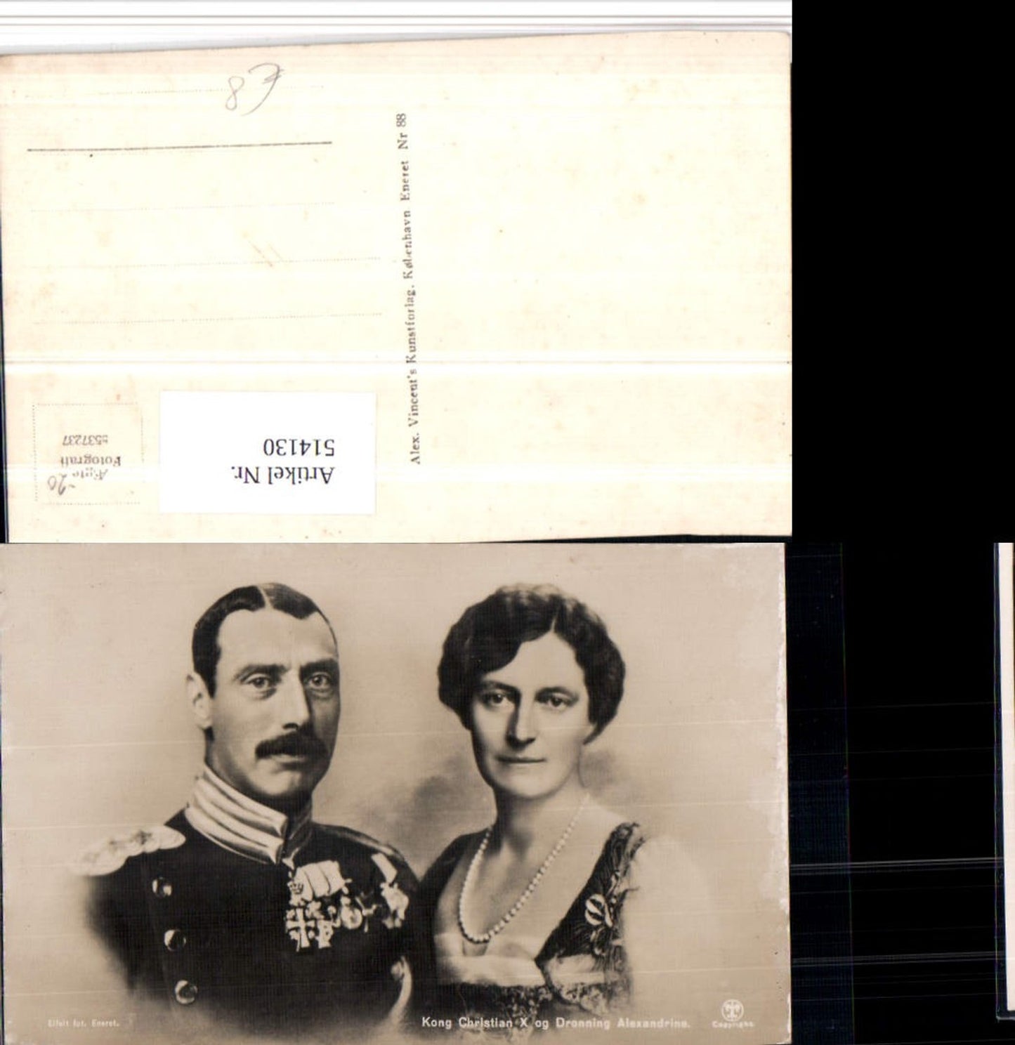 514130,Kong Christian X og Dronning Alexandrine König von Dänemark Adel Monarchie