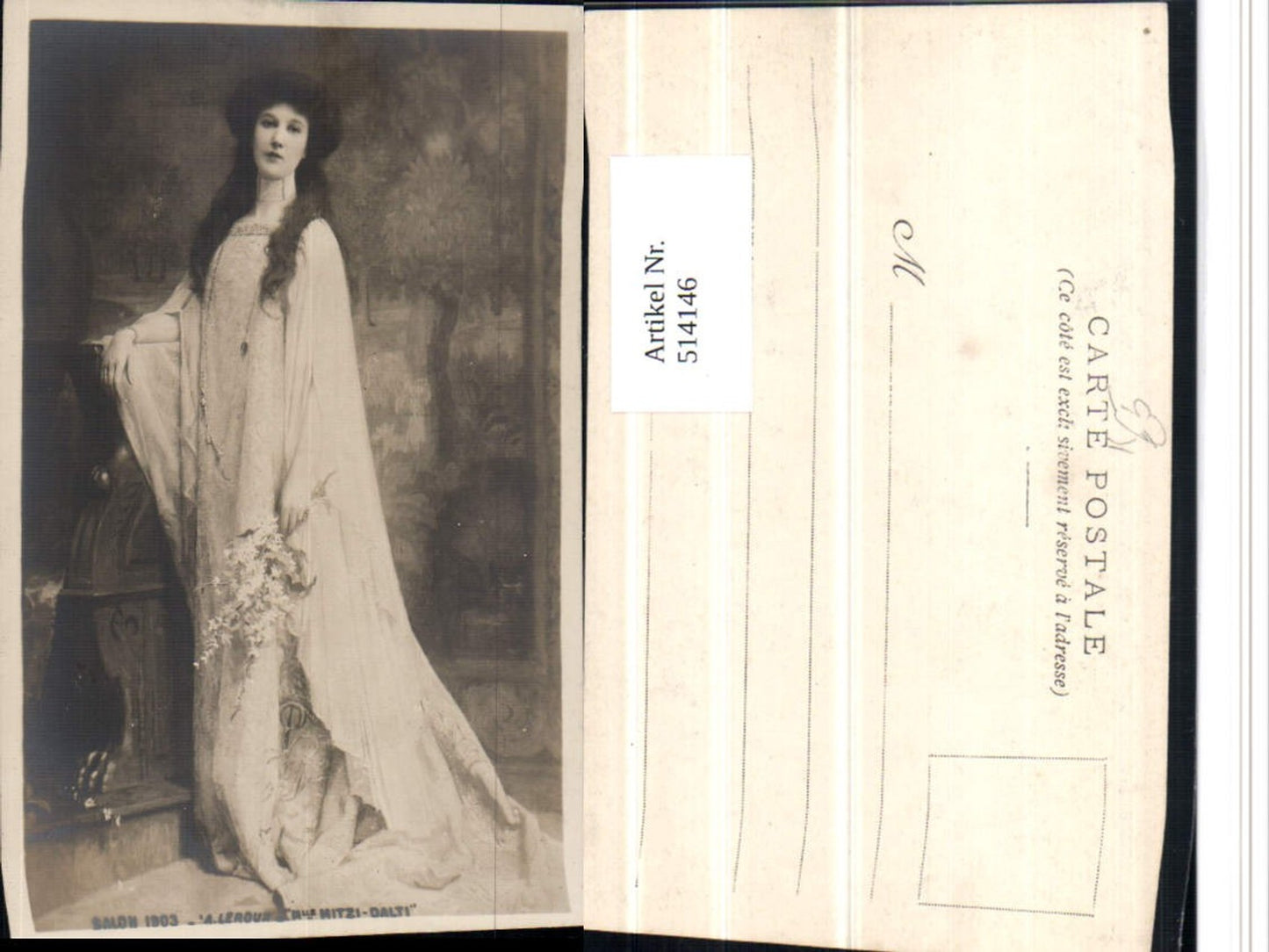 514146,Künstler AK A. Leroux Schauspielerin Mitzi Dalti Kleid