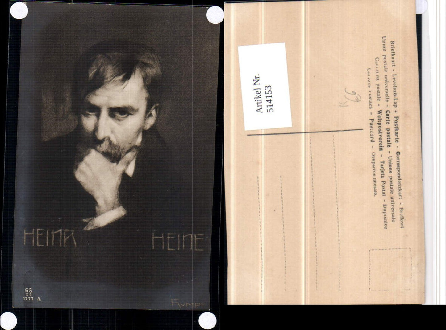 514153,Künstler AK Fritz Rumpf Dichter Heinrich Heine Portrait