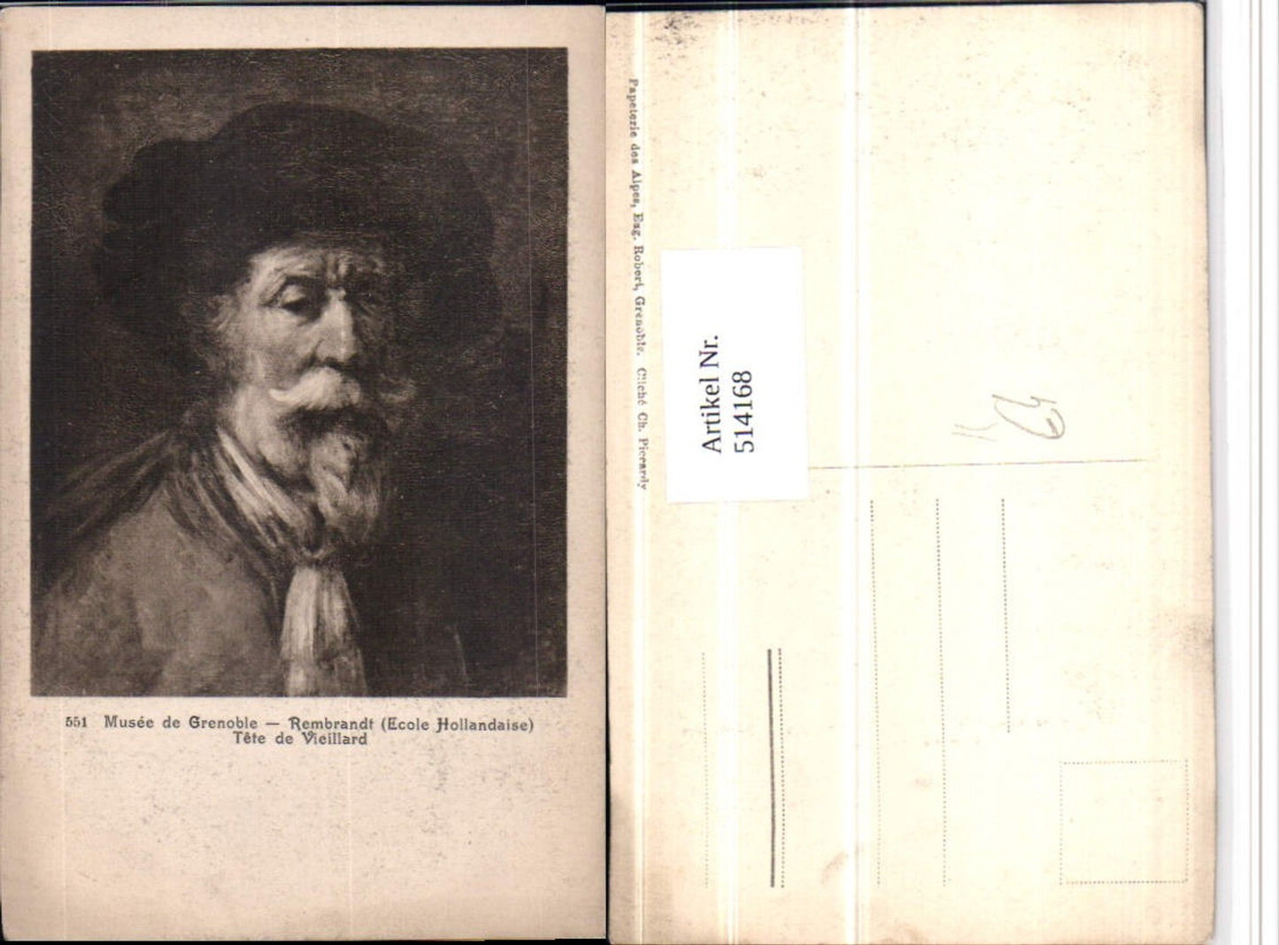 514168,Künstler AK Rembrandt Tete de Vieillard Mann Portrait