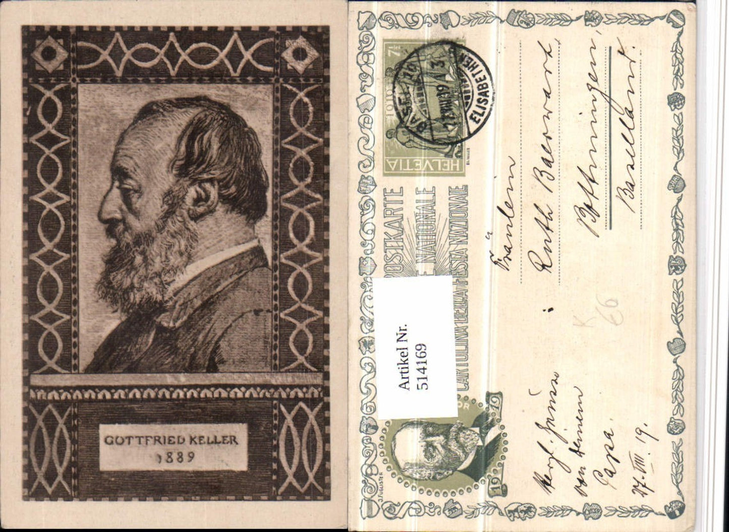 514169,Künstler AK Dichter Gottfried Keller Portrait