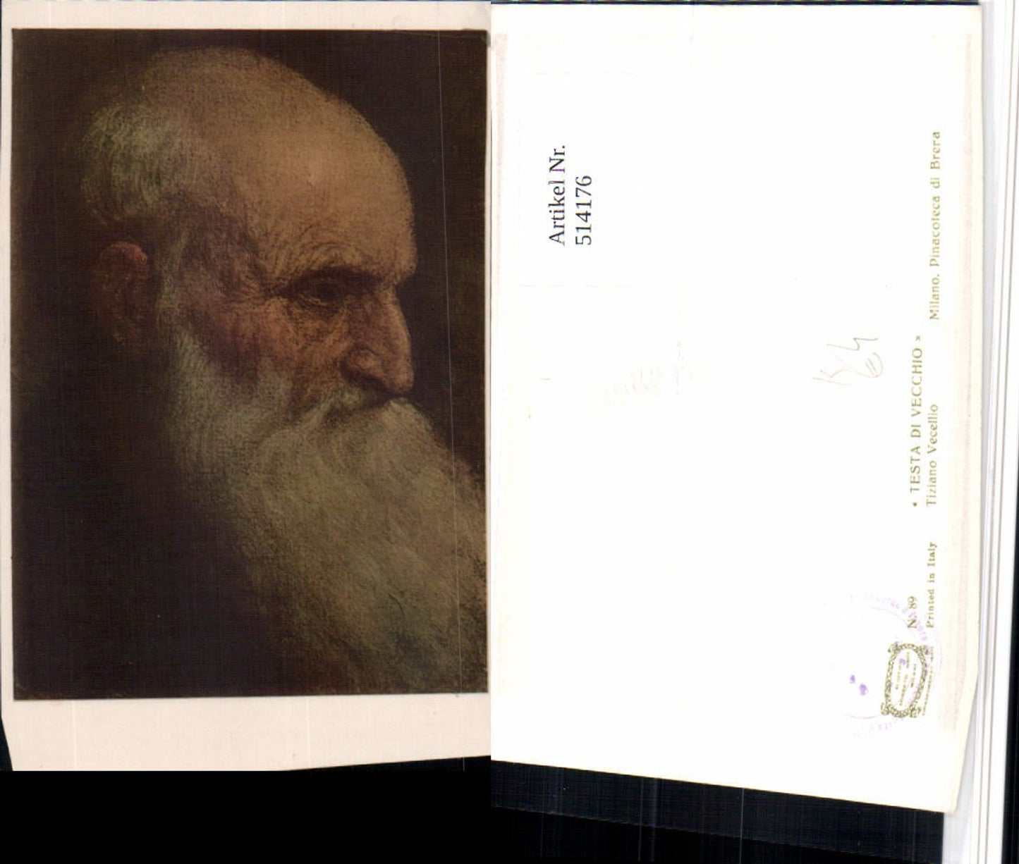 514176,Künstler AK Tiziano Vecellio Testa di Vecchio Mann Bart Portrait