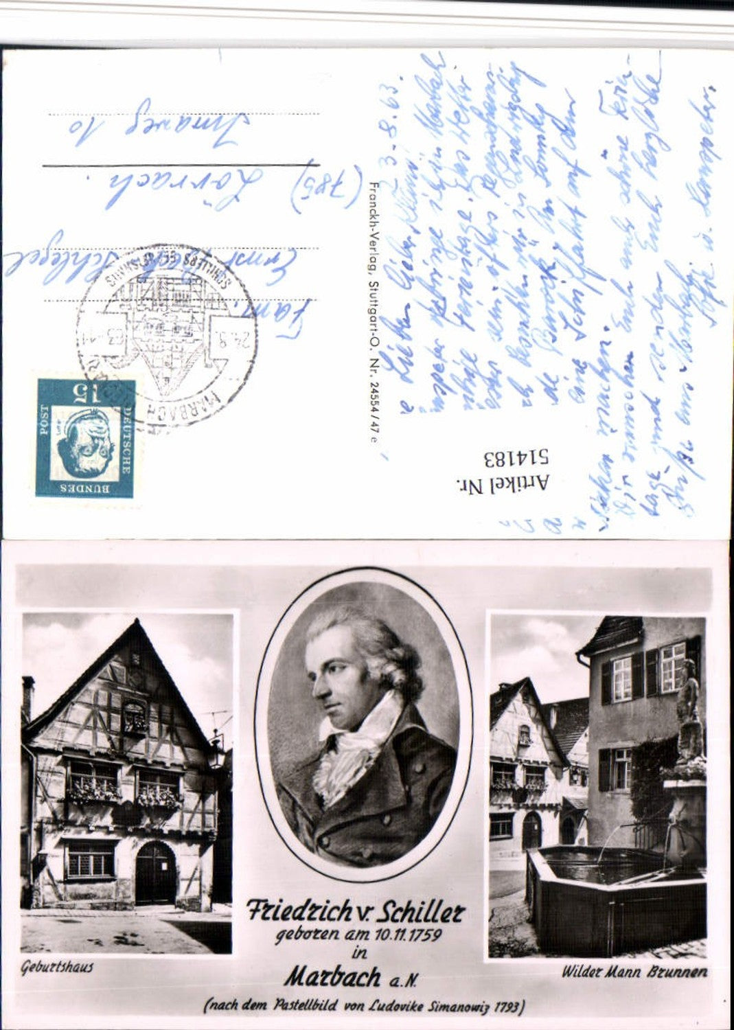 514183,Dichter Friedrich Schiller Portrait Marbach Geburtshaus Brunnen Mehrbildkarte