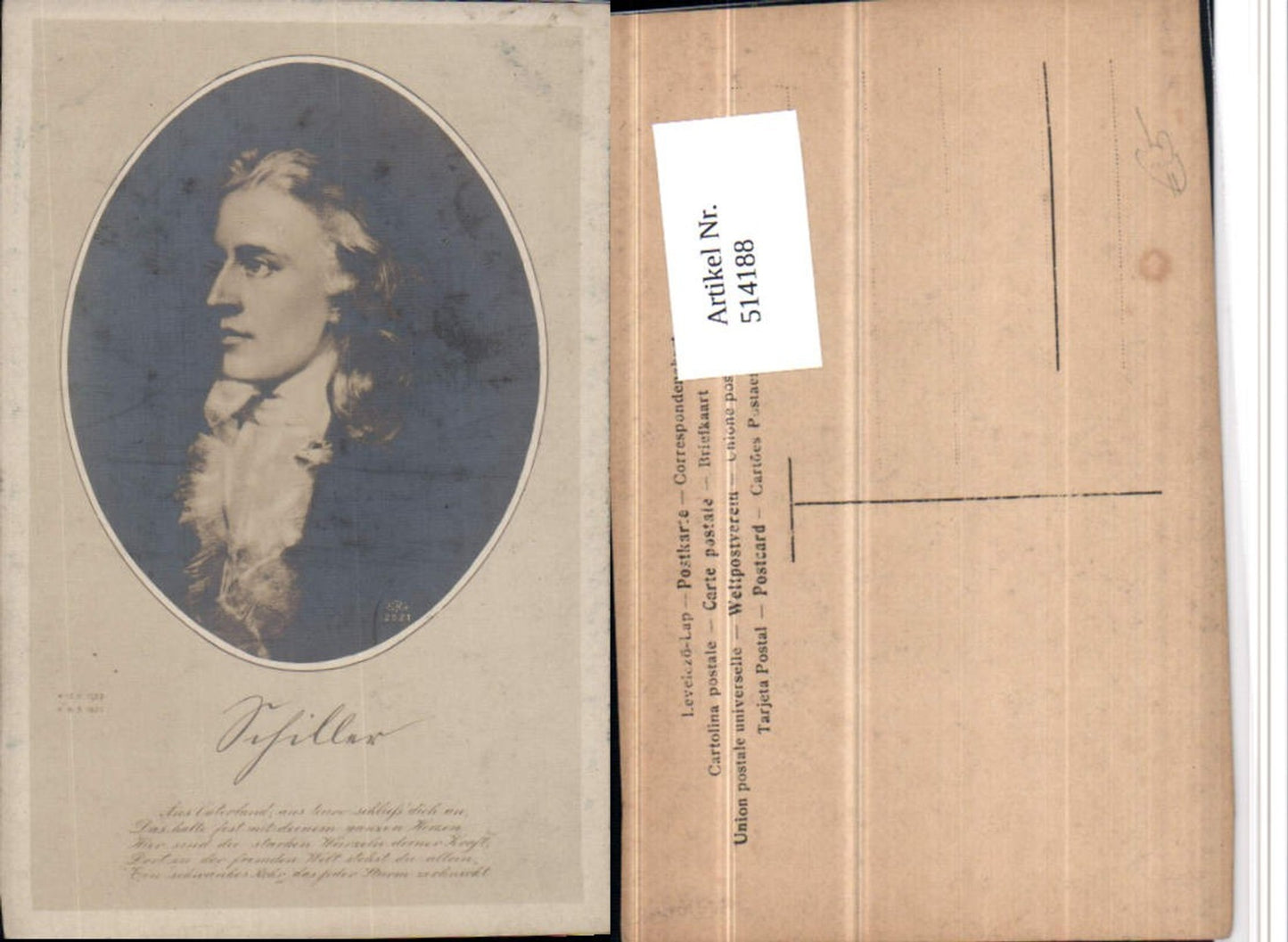 514188,Künstler AK Dichter Friedrich Schiller Portrait Passepartout