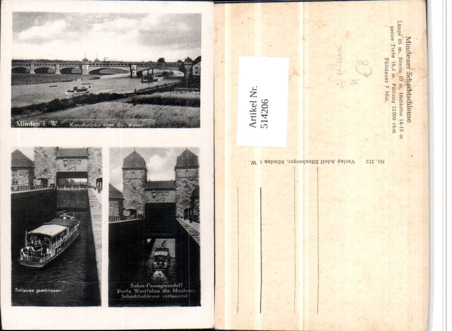 514206,Minden in Westfalen Kanalbrücke Schleuse Mehrbildkarte