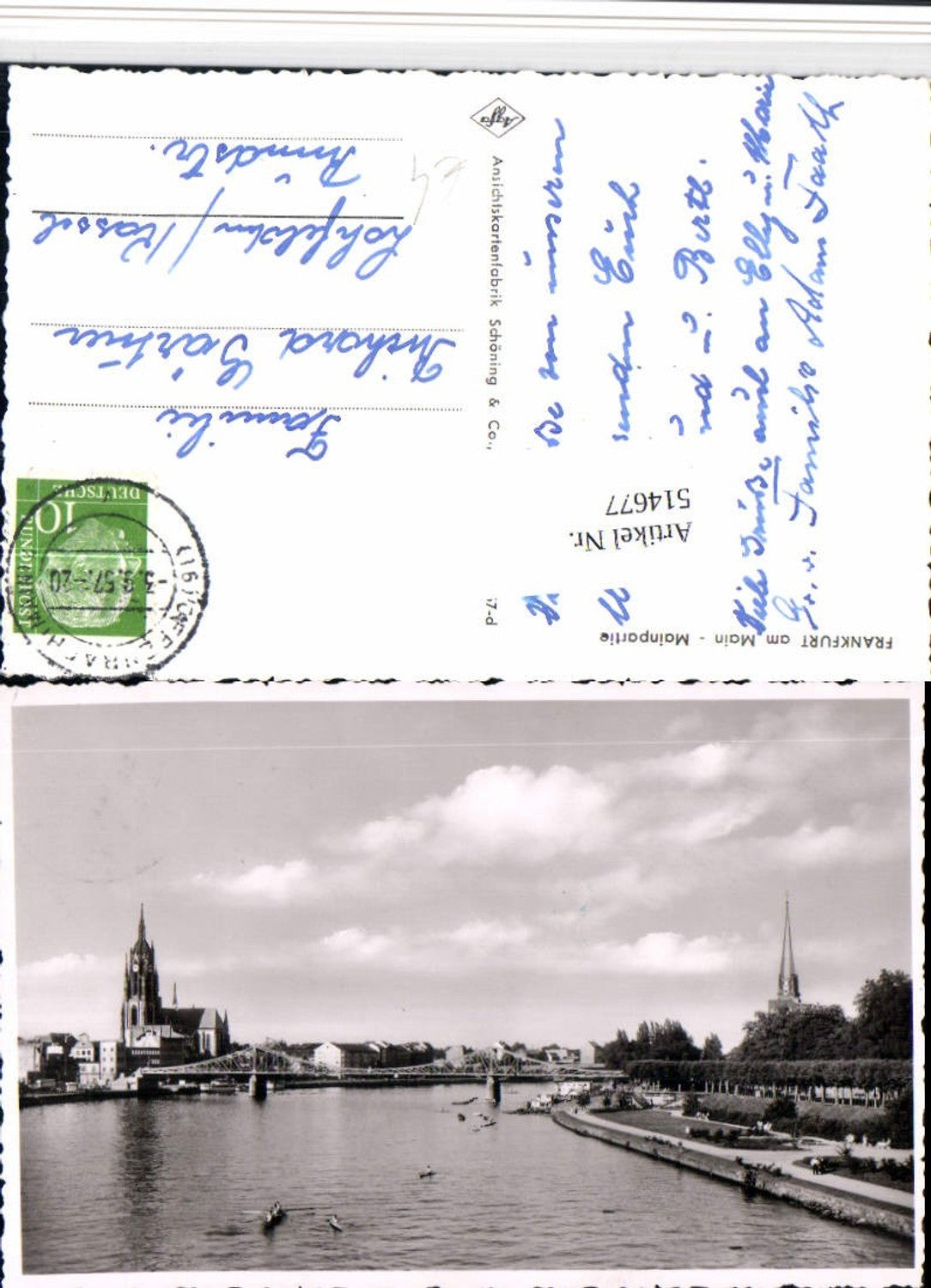 514677,Frankfurt am Main Mainpartie Teilansicht Fluss Brücke