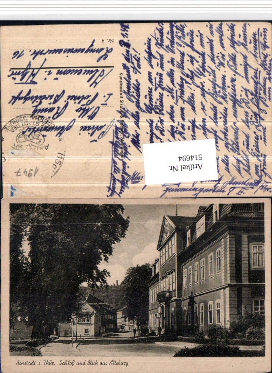 514694,Arnstadt in Thüringen Schloss u. Blick zur Alteburg Straßenansicht
