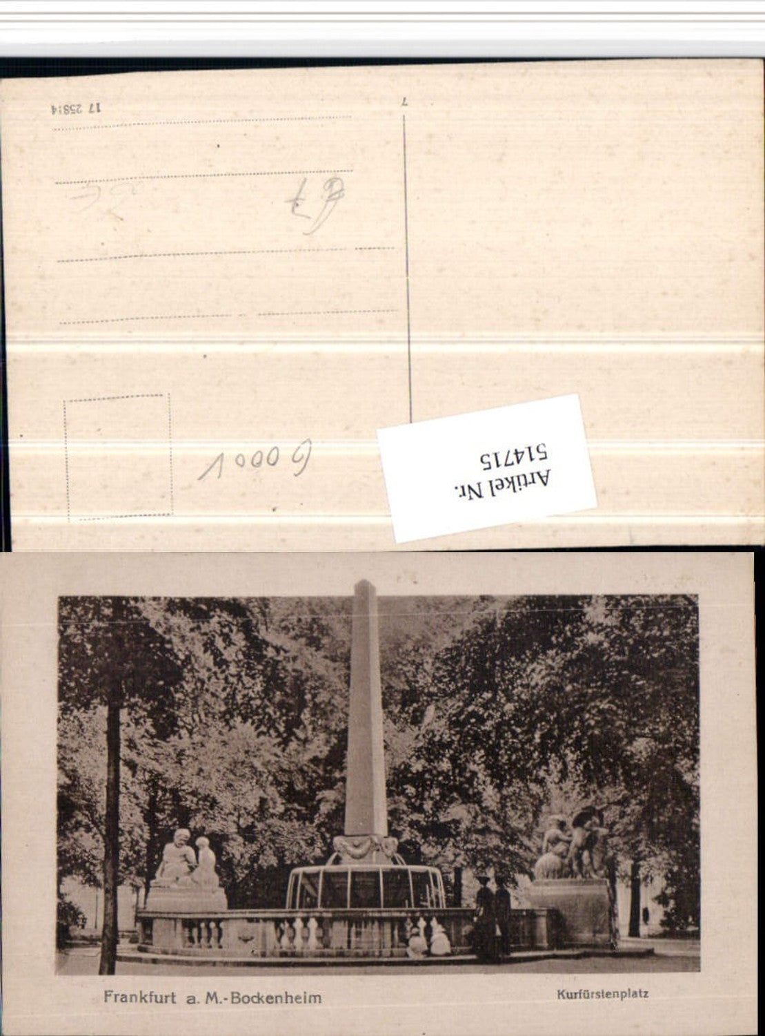 514715,Frankfurt am Main Bockenheim Kurfürstenplatz Brunnen Obelisk