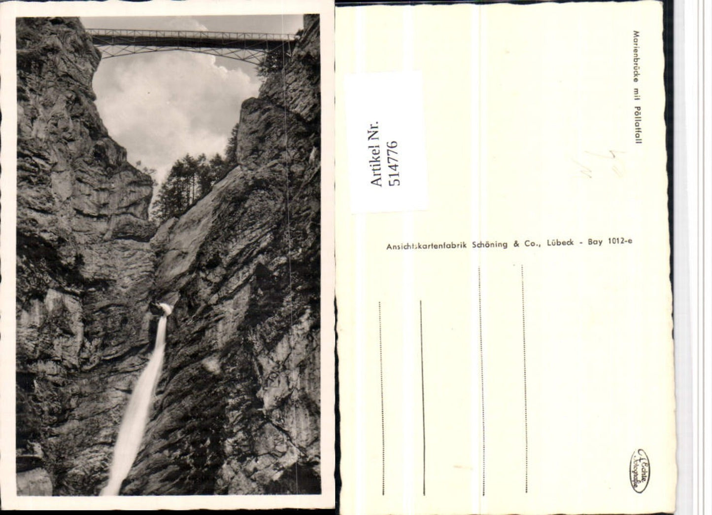 514776,Marienbrücke Brücke b. Schwangau m. Pöllatfall Wasserfall