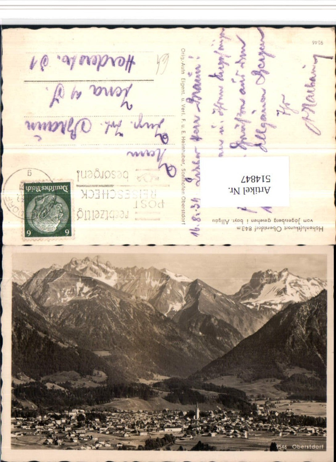 514847,Oberstdorf Totale vom Jägersberg Bergkulisse
