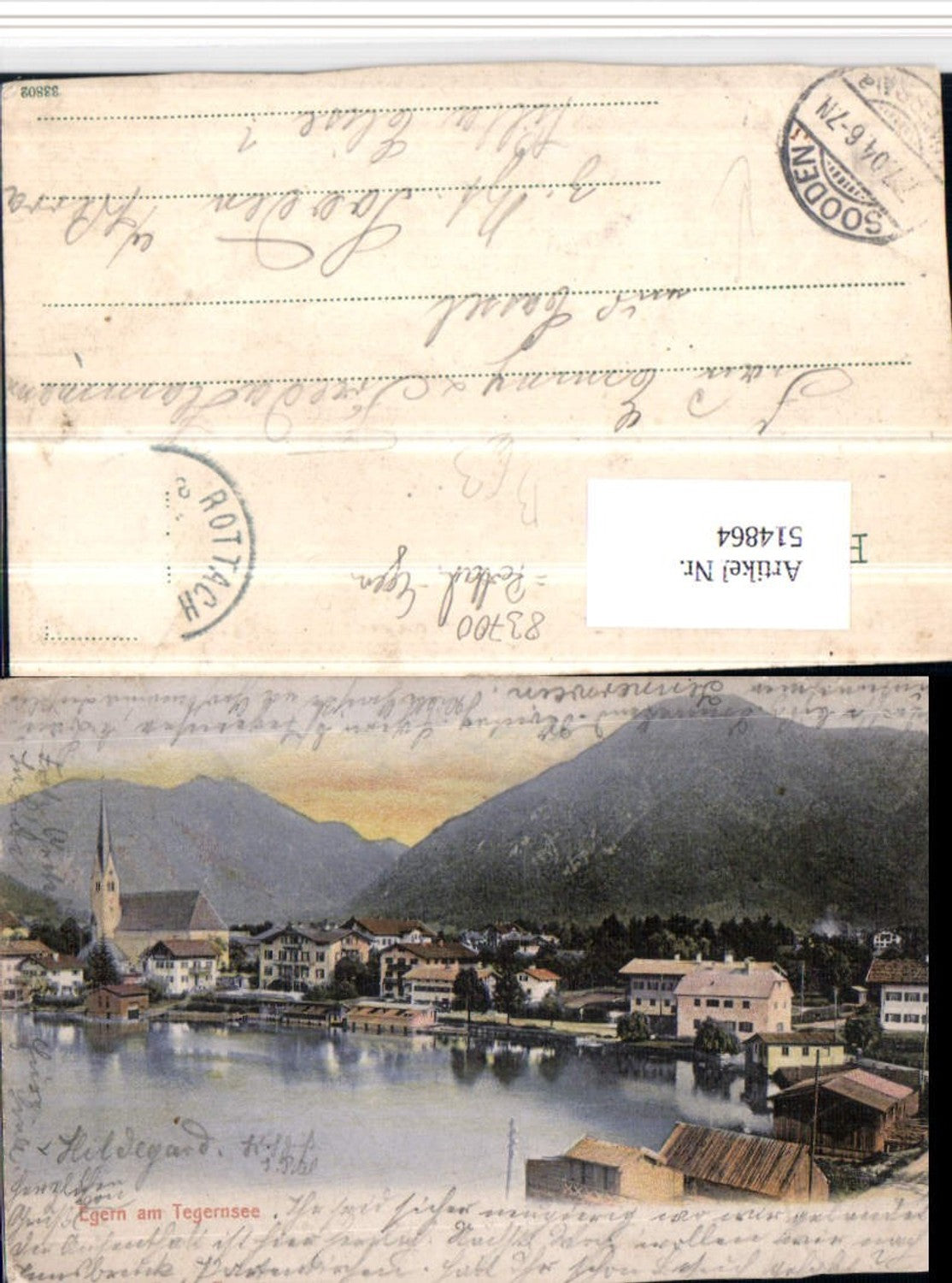 514864,Egern am Tegernsee Teilansicht Kirche Bergkulisse