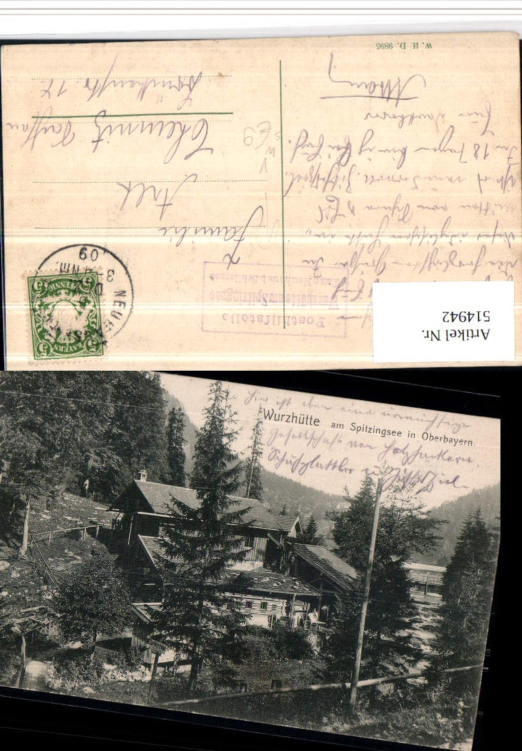 514942,Wurzhütte am Spitzingsee b. Schliersee pub W.H.D. 9895 Posthilfsstelle