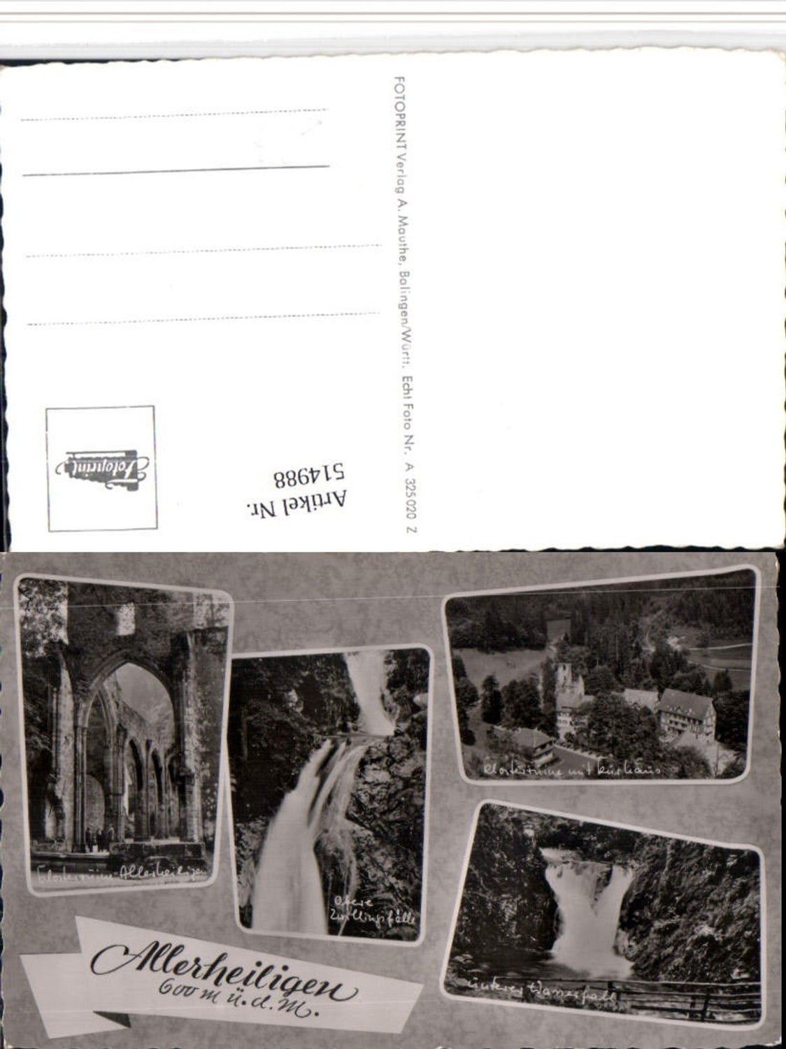 514988,Allerheiligen b. Oppenau Klosterruine Wasserfall Mehrbildkarte