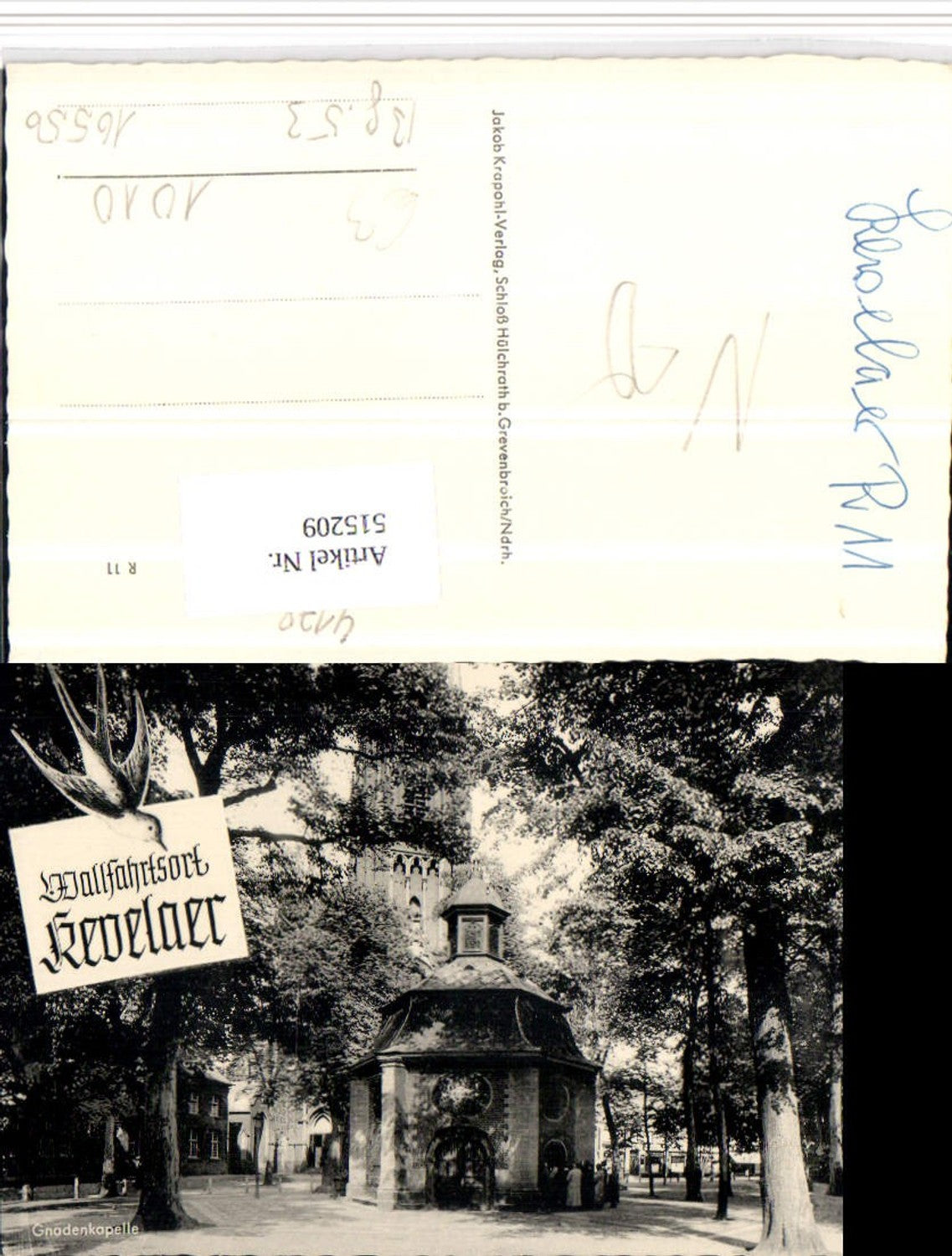 515209,Kevelaer Gnadenkapelle Kapelle Schwalbe