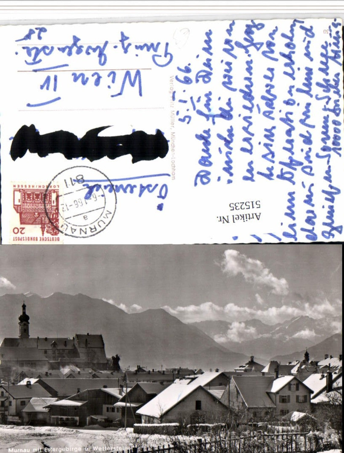 515235,Murnau Teilansicht m. Estergebirge Bergkulisse Winterbild