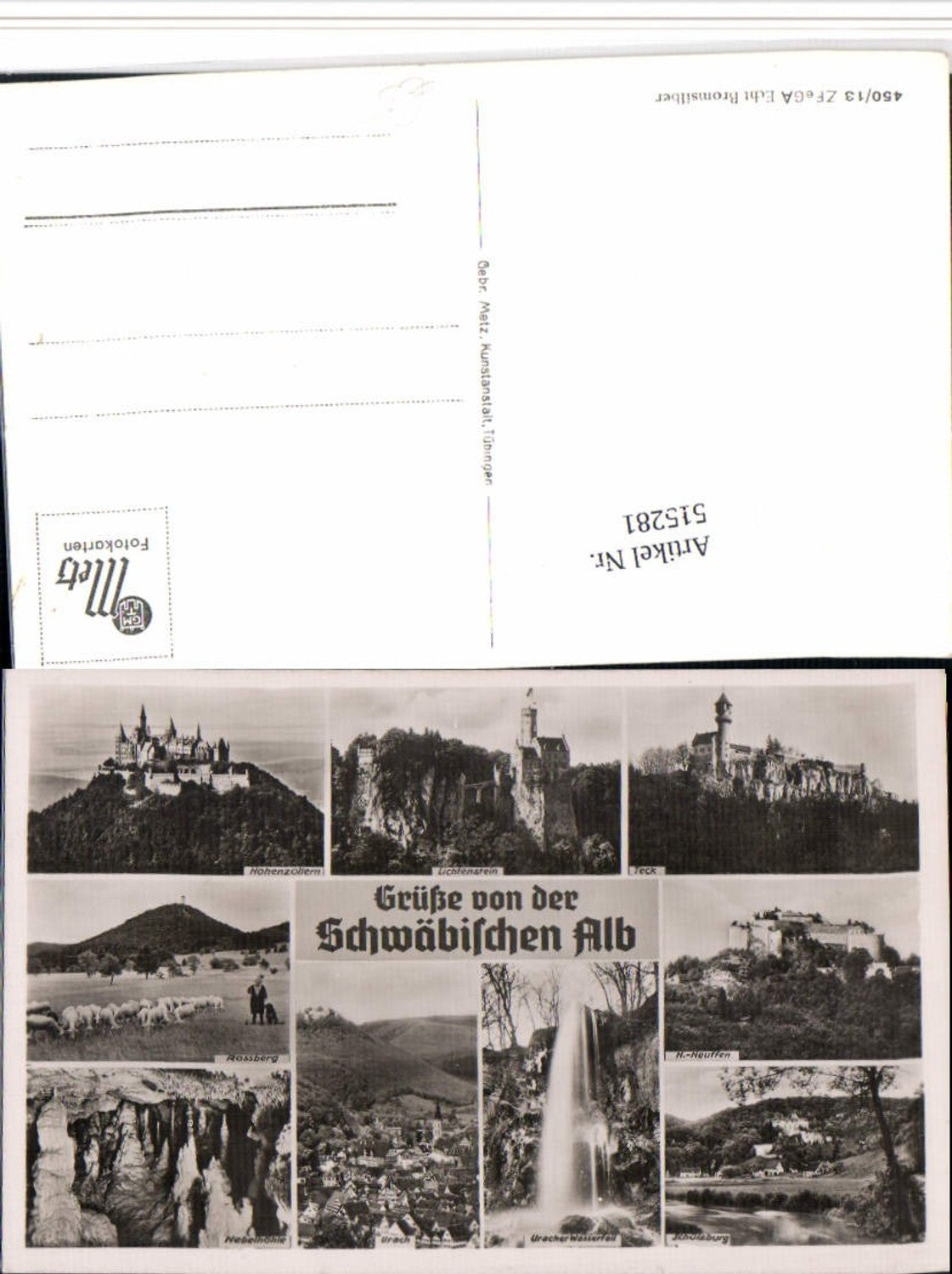 515281,Schwäbische Alb Urach Wasserfall Höhle Rossberg Burgen Mehrbildkarte