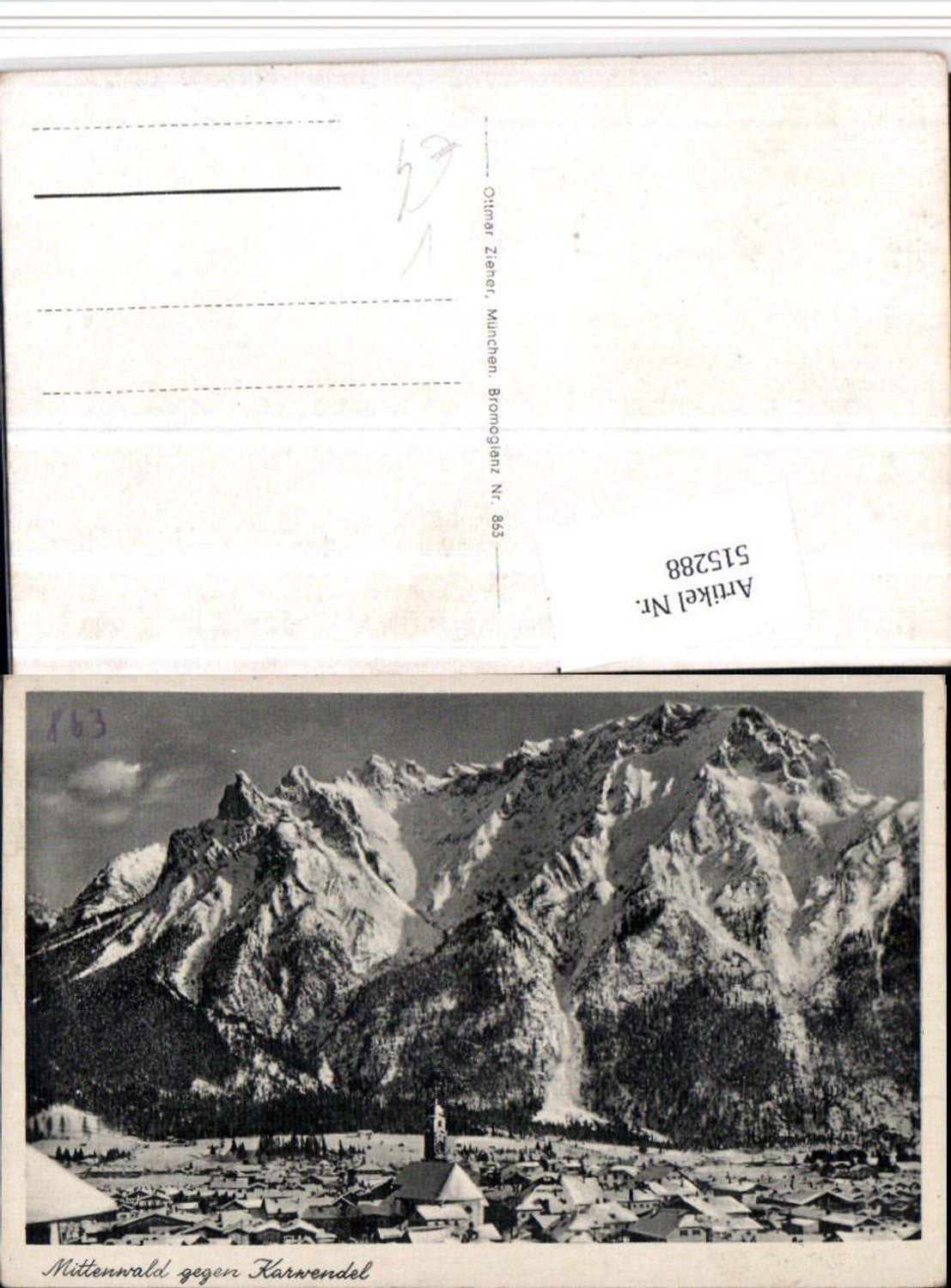 515288,Mittenwald Totale geg. Karwendel Bergkulisse Winterbild pub Ottmar Zieher 863