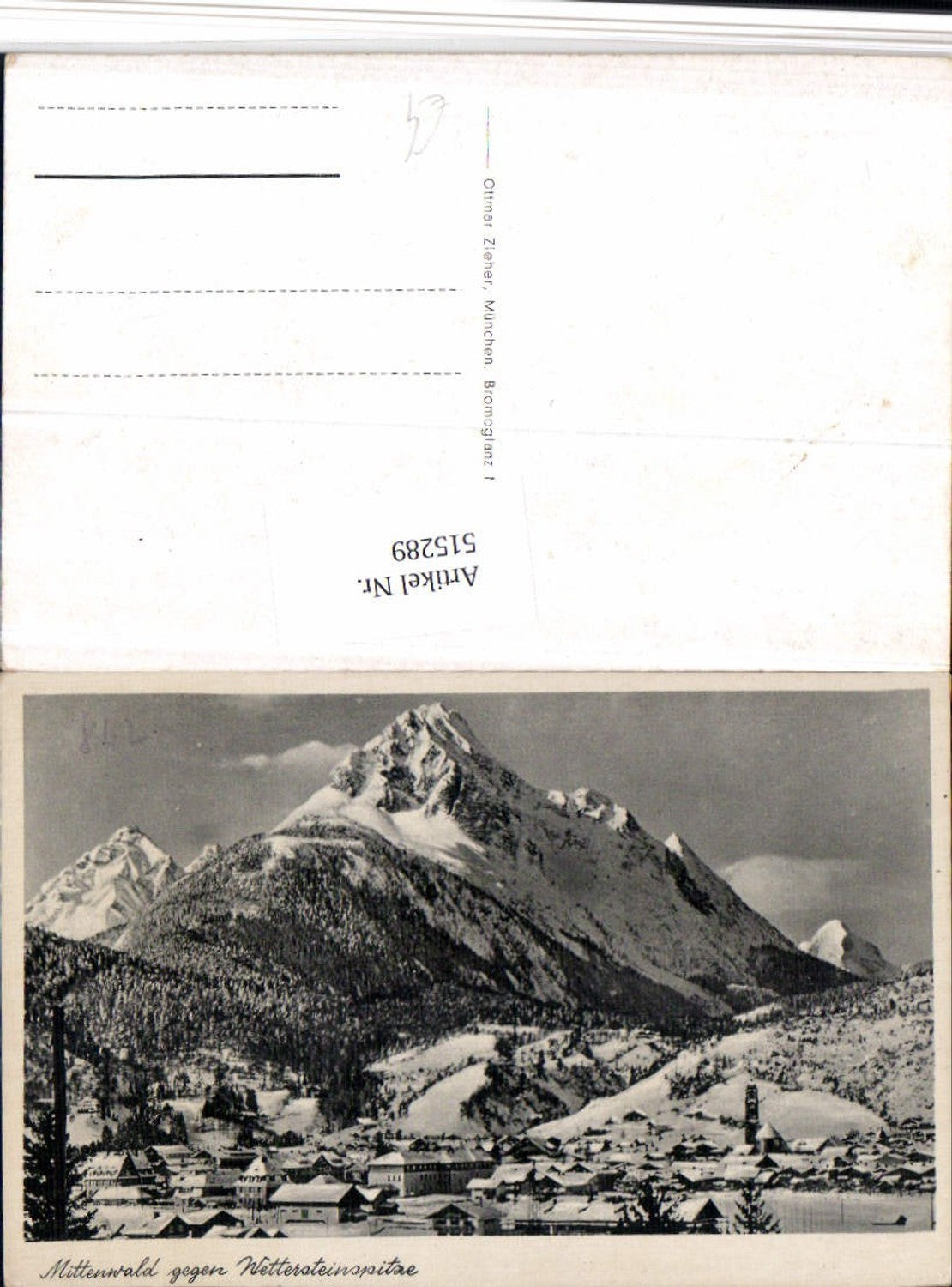515289,Mittenwald Totale geg. Wetterstein Bergkulisse Winterbild pub O. Zieher 862