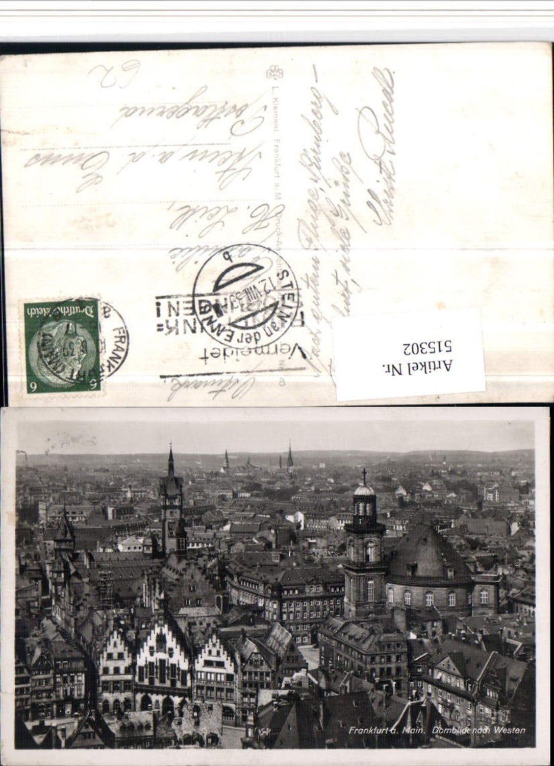 515302,Frankfurt am Main Domblick nach Westen Teilansicht