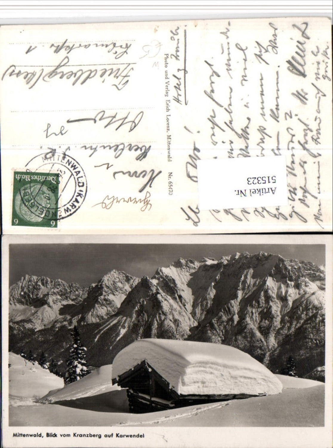 515323,Mittenwald Blick vom Kranzberg auf Karwendel Bergkulisse Winterbild