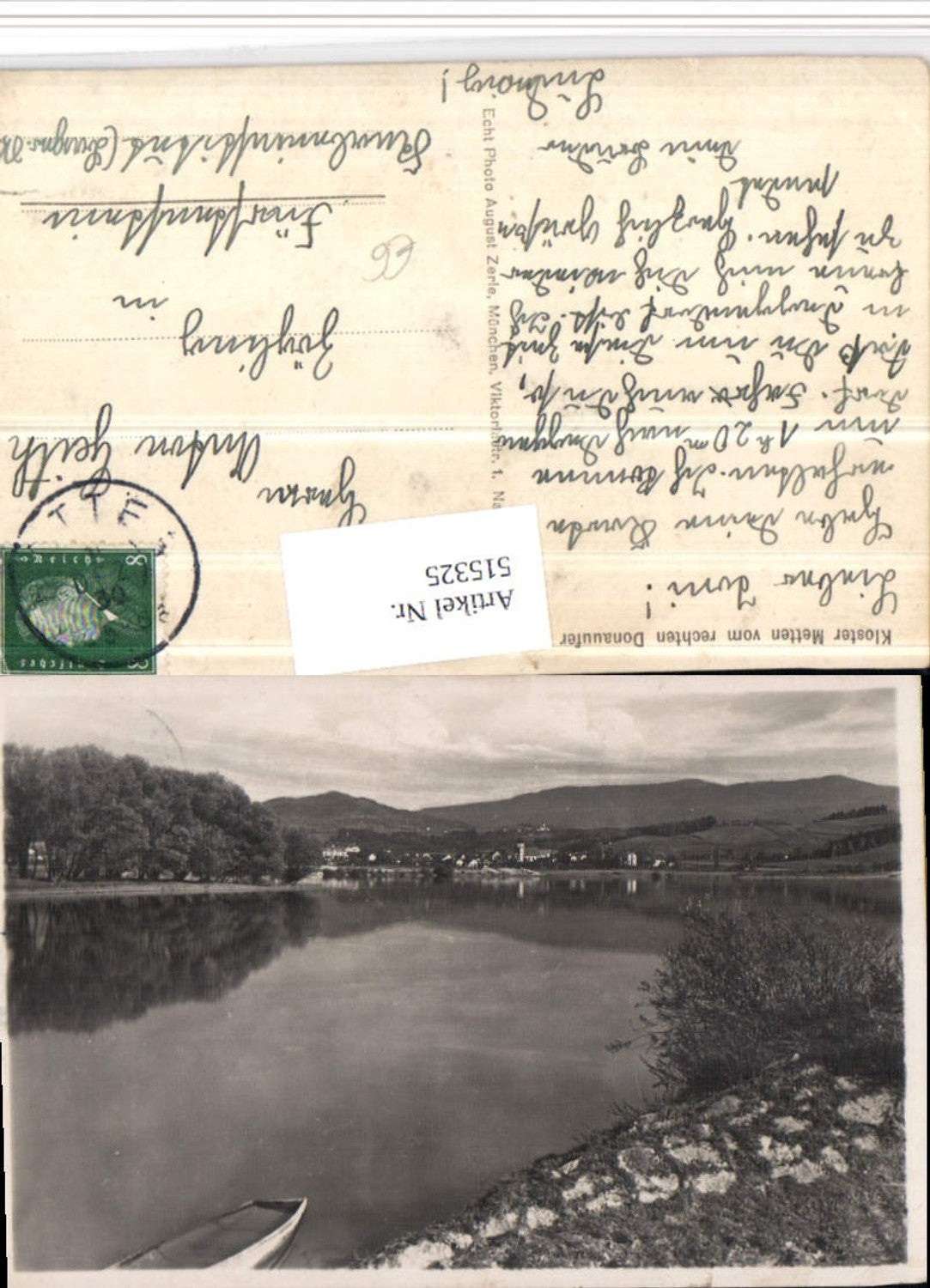 515325,Kloster Metten vom Donauufer Fluss