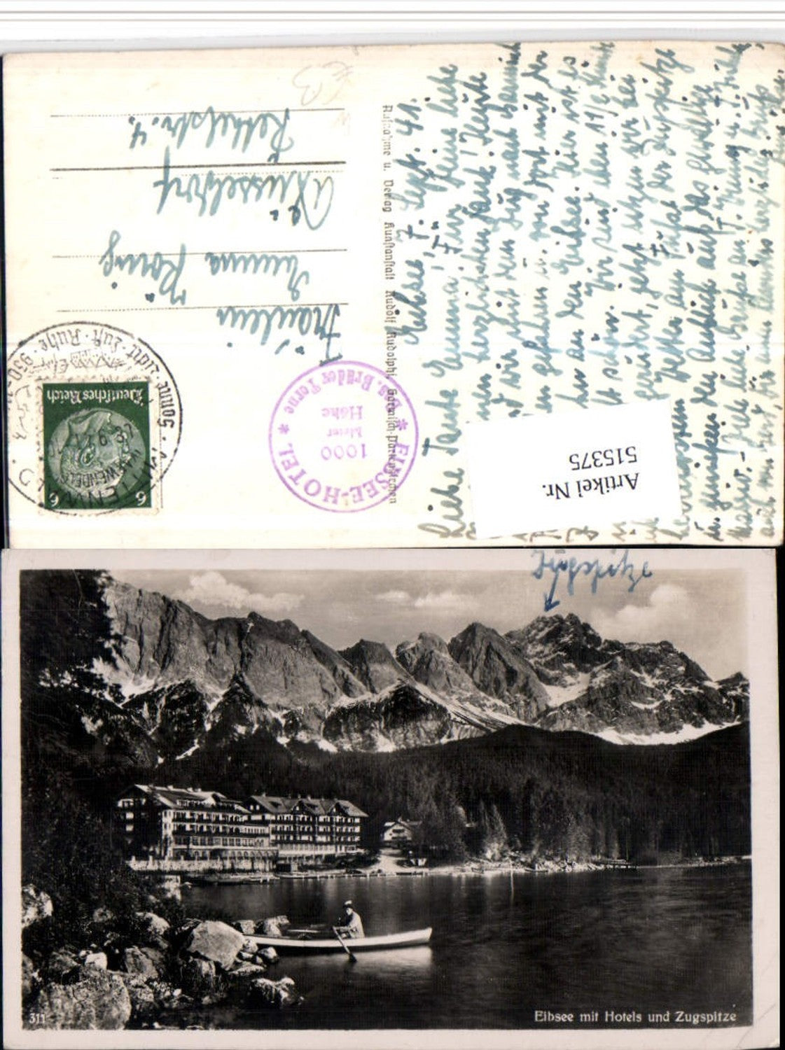 515375,Eibsee See b. Grainau m. Hotel u. Zugspitze Bergkulisse