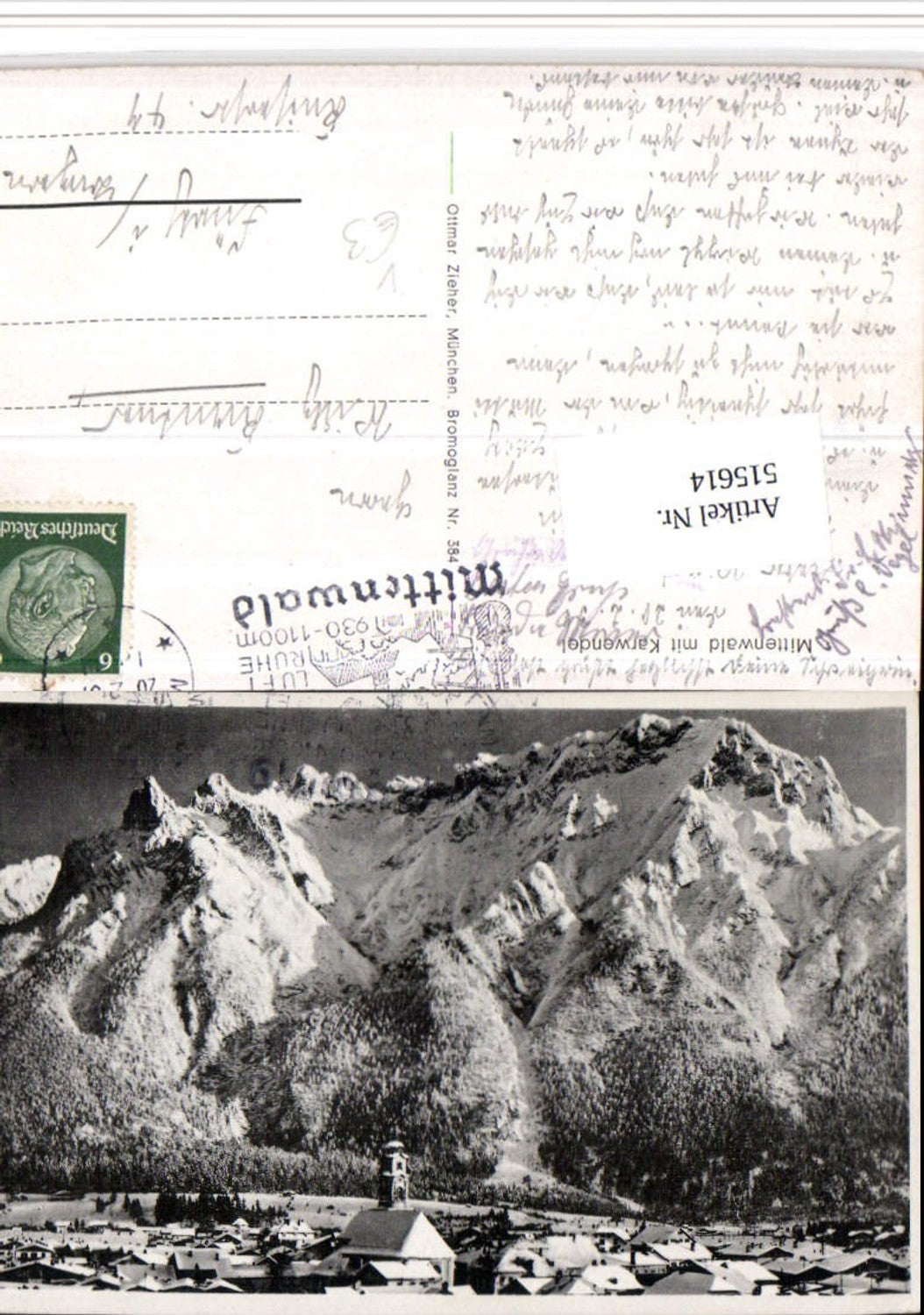 515614,Mittenwald Totale m. Karwendel Bergkulisse Winterbild pub Ottmar Zieher 384