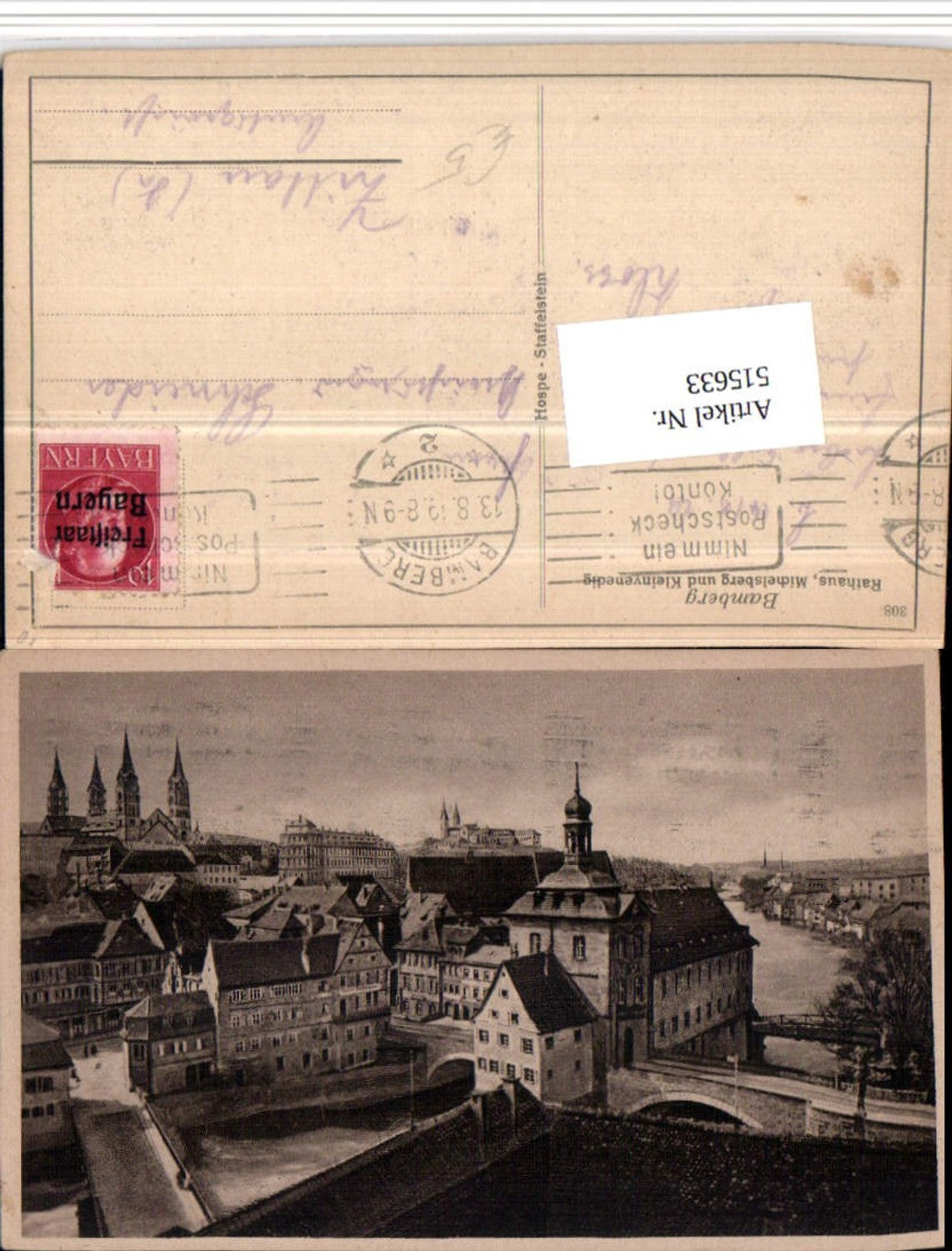 515633,Bamberg Rathaus Michelsberg u. Kleinvenedig Brücke