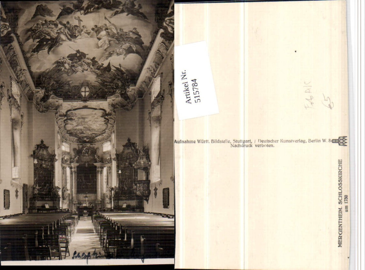 515784,Foto AK Mergentheim Schlosskirche Innenansicht
