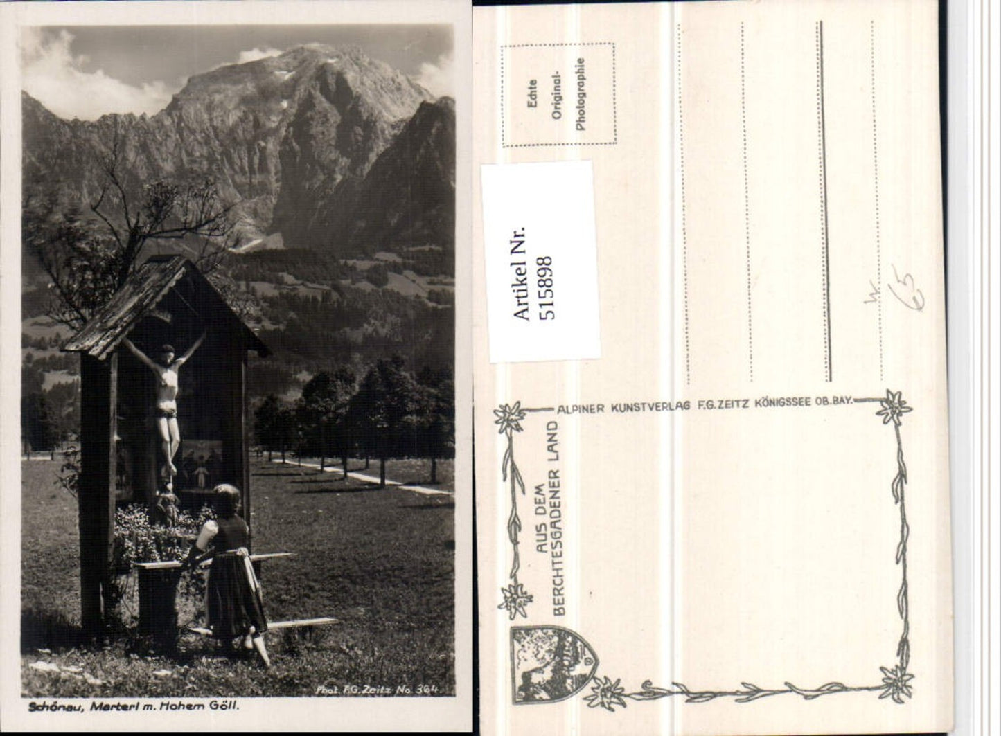 515898,Schönau Marterl m. Hohem Göll Bergkulisse