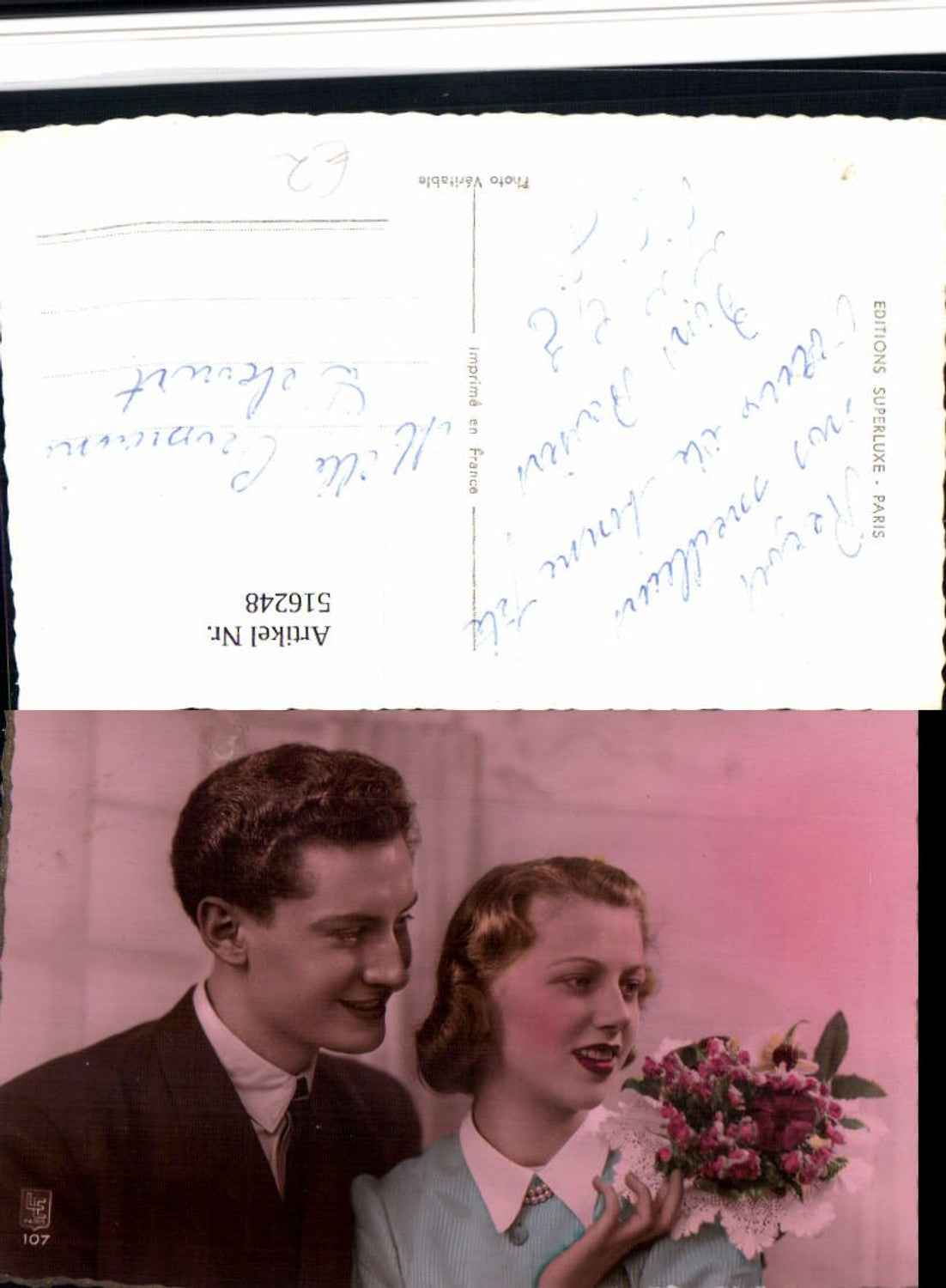 516248,Foto AK Paar Liebe Frau Mann Blumenstrauß