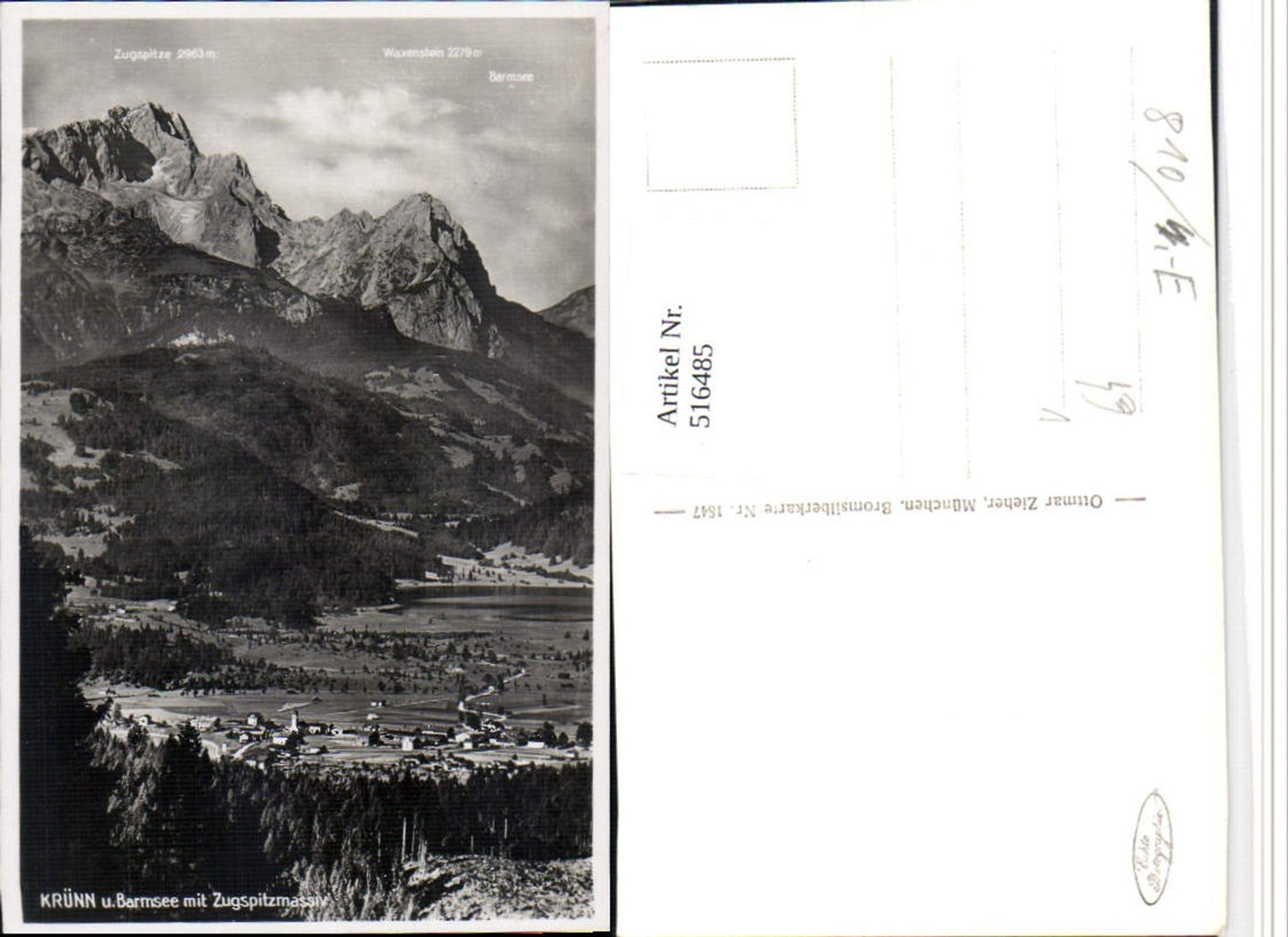 516485,Krünn Krün u. Barmsee Totale m. Zugspitze Bergkulisse pub Ottmar Zieher